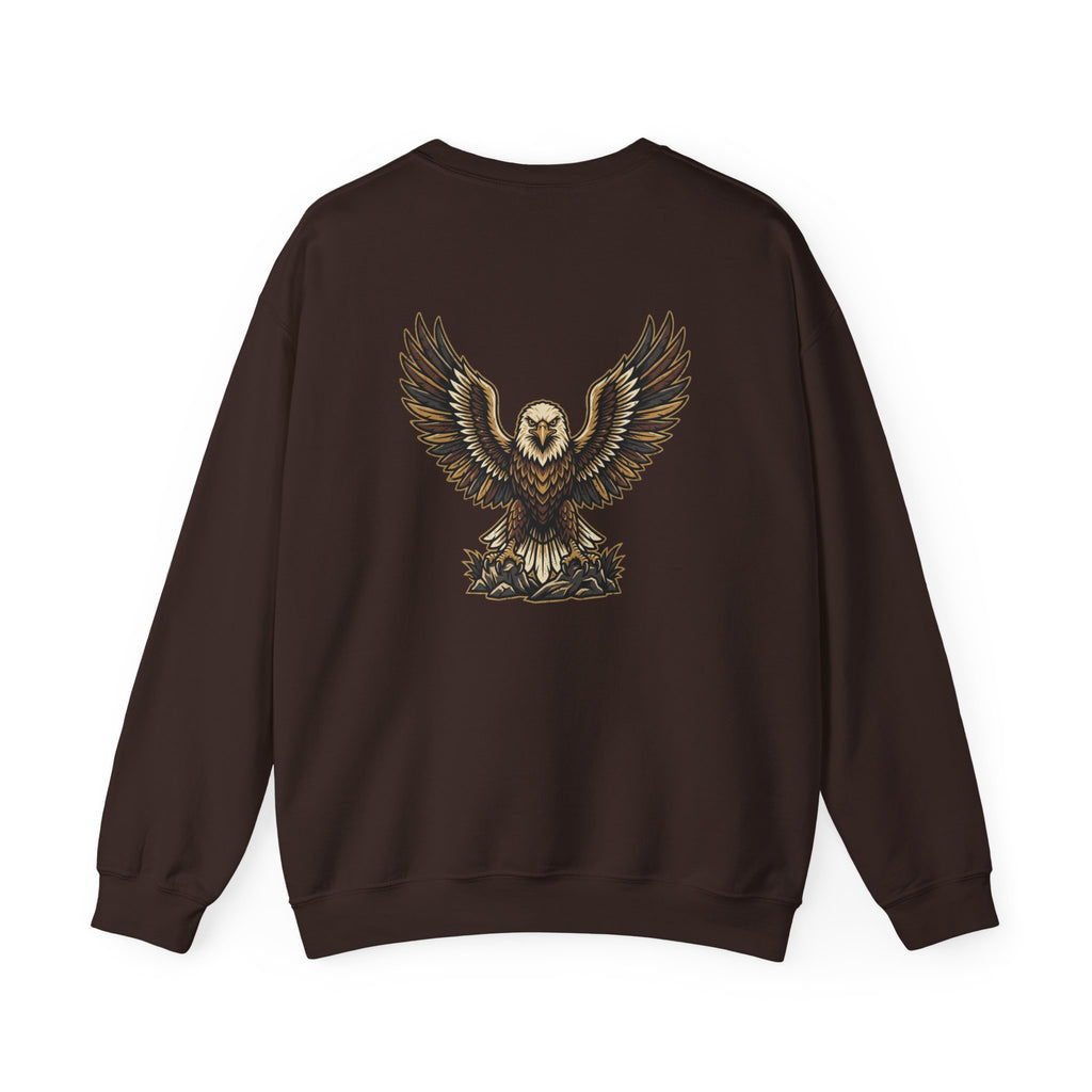 Eagle Graphic Crewneck Sweatshirt — Vintage Bald Eagle Wings Design