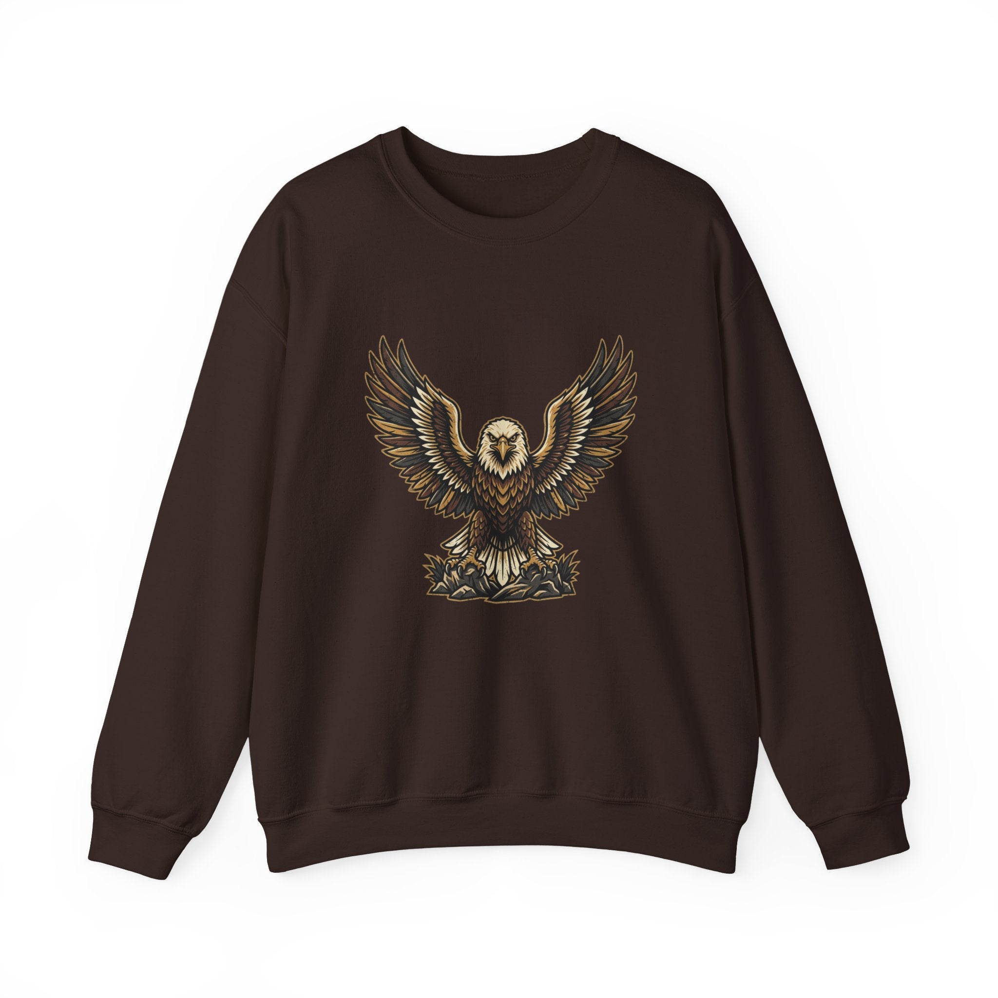 Eagle Graphic Crewneck Sweatshirt — Vintage Bald Eagle Wings Design