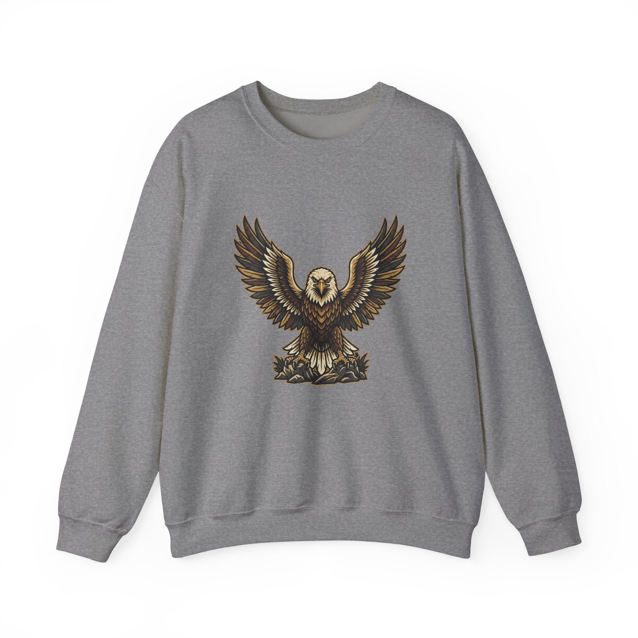 Eagle Graphic Crewneck Sweatshirt — Vintage Bald Eagle Wings Design