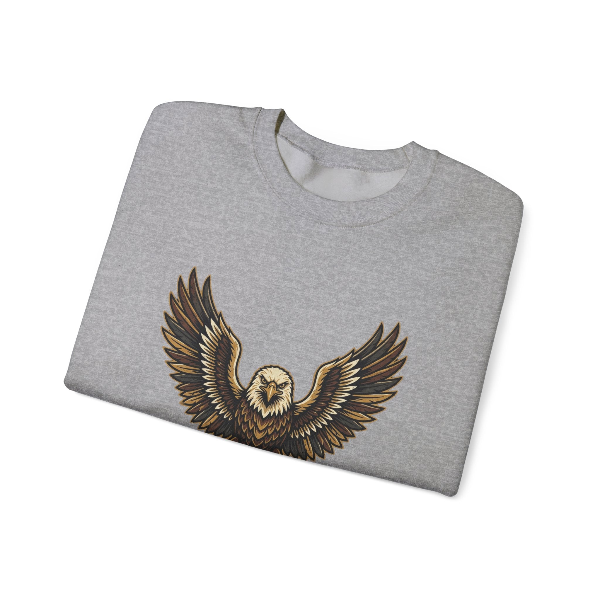 Eagle Graphic Crewneck Sweatshirt — Vintage Bald Eagle Wings Design