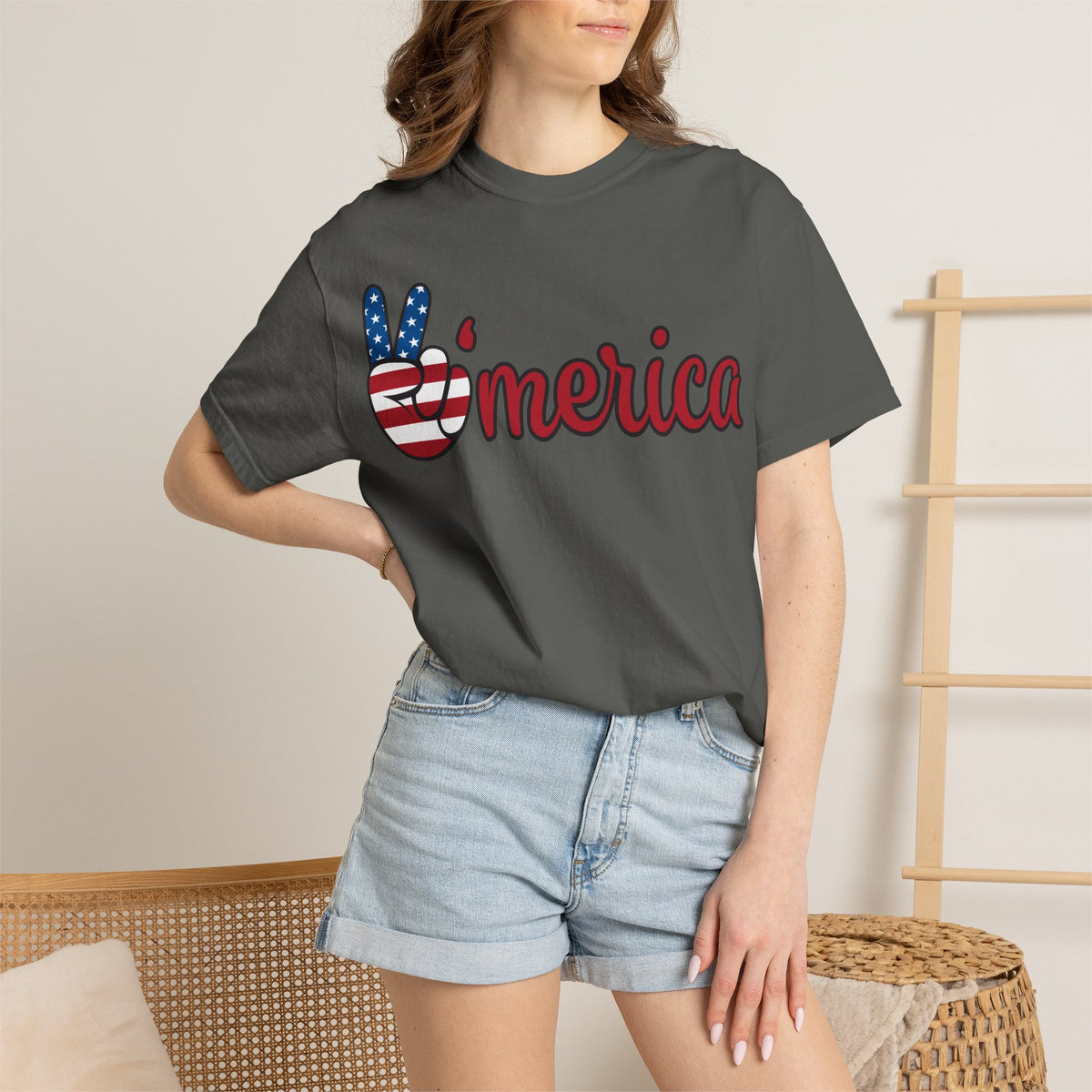 'Merica Flag Peace Sign T-Shirt — Patriotic USA 4th of July Tee