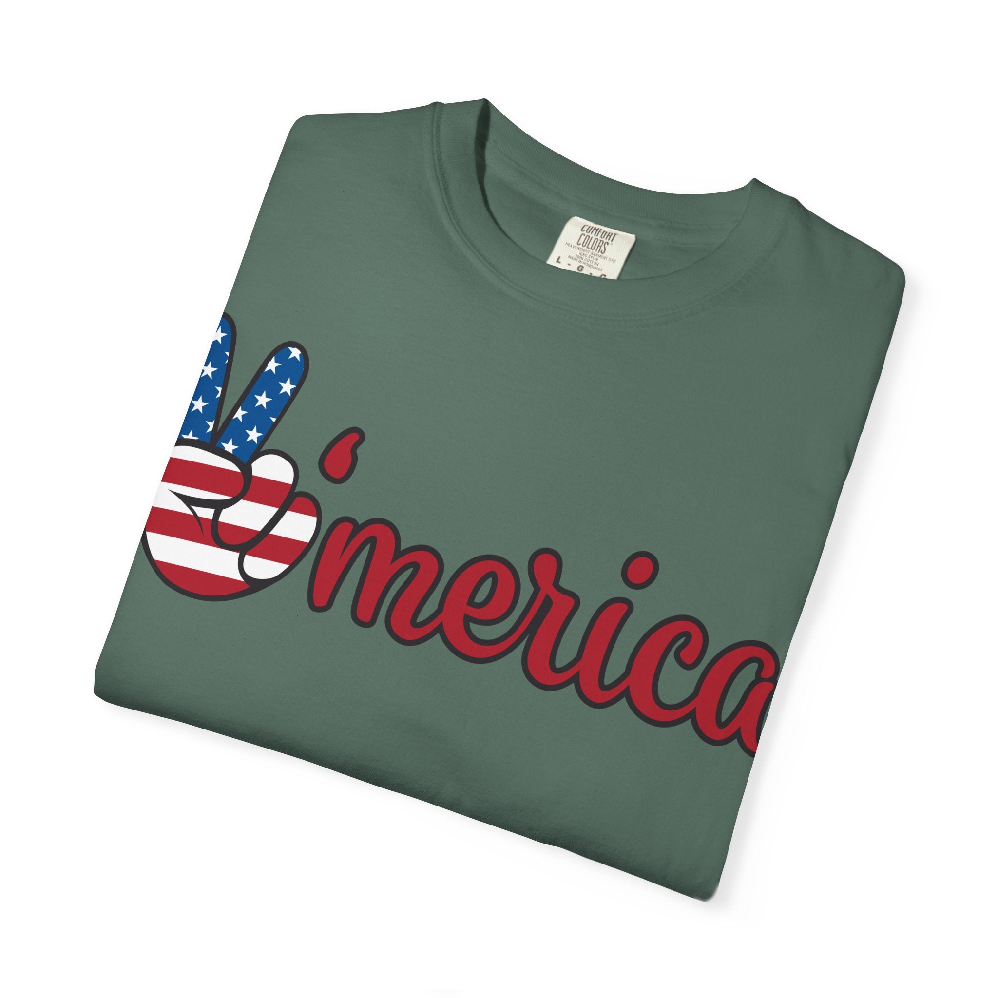 'Merica Flag Peace Sign T-Shirt — Patriotic USA 4th of July Tee