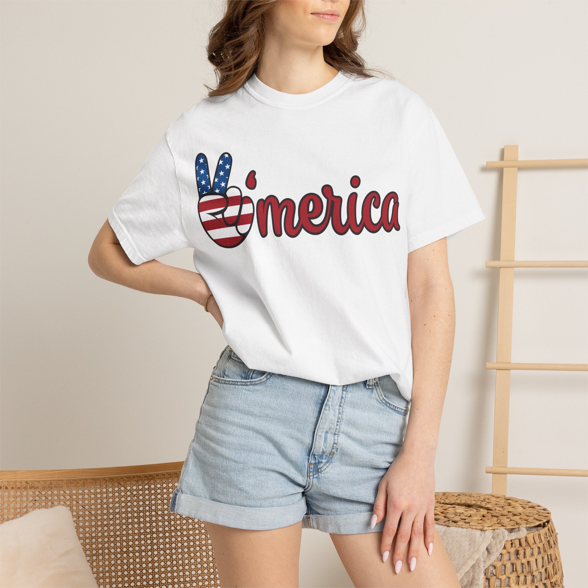 'Merica Flag Peace Sign T-Shirt — Patriotic USA 4th of July Tee