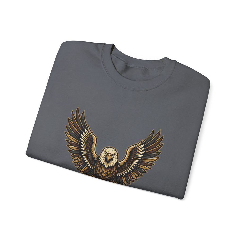 Eagle Graphic Crewneck Sweatshirt — Vintage Bald Eagle Wings Design