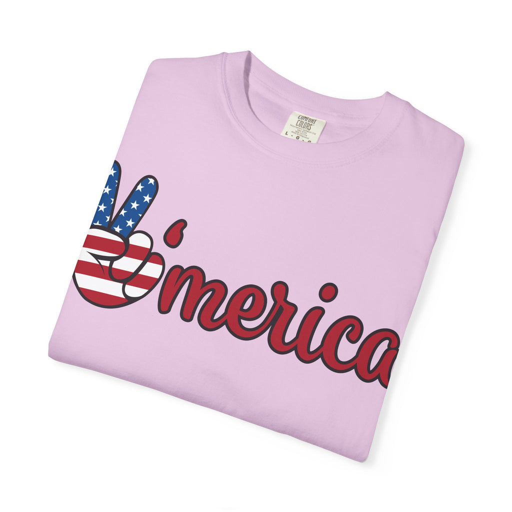 'Merica Flag Peace Sign T-Shirt — Patriotic USA 4th of July Tee