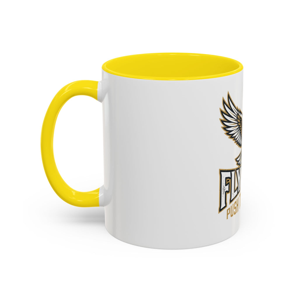 Fly High Eagle Coffee Mug – 'Fly High, Push to the Limit' Motivational Accent Mug (11/15oz)