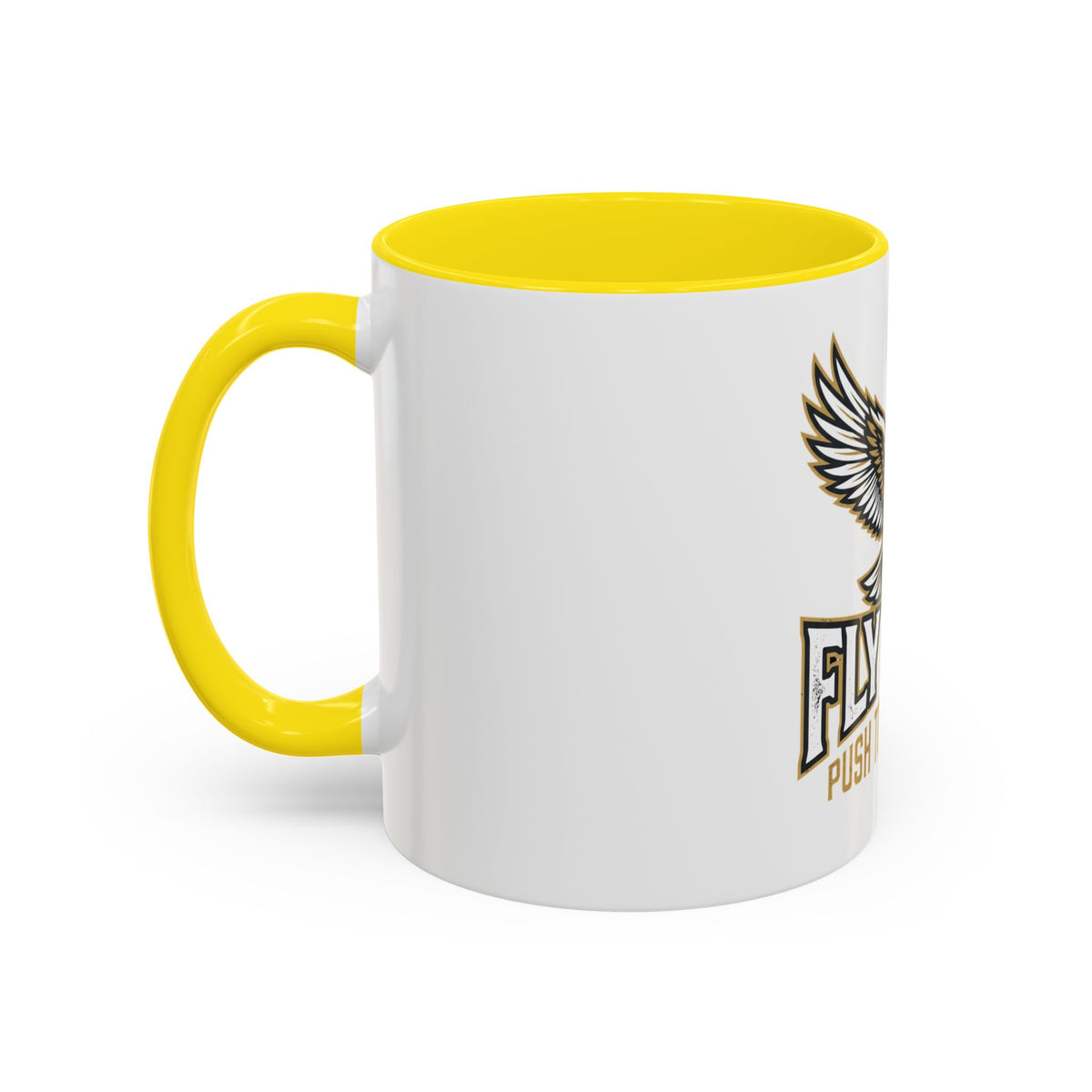 Fly High Eagle Coffee Mug – 'Fly High, Push to the Limit' Motivational Accent Mug (11/15oz)