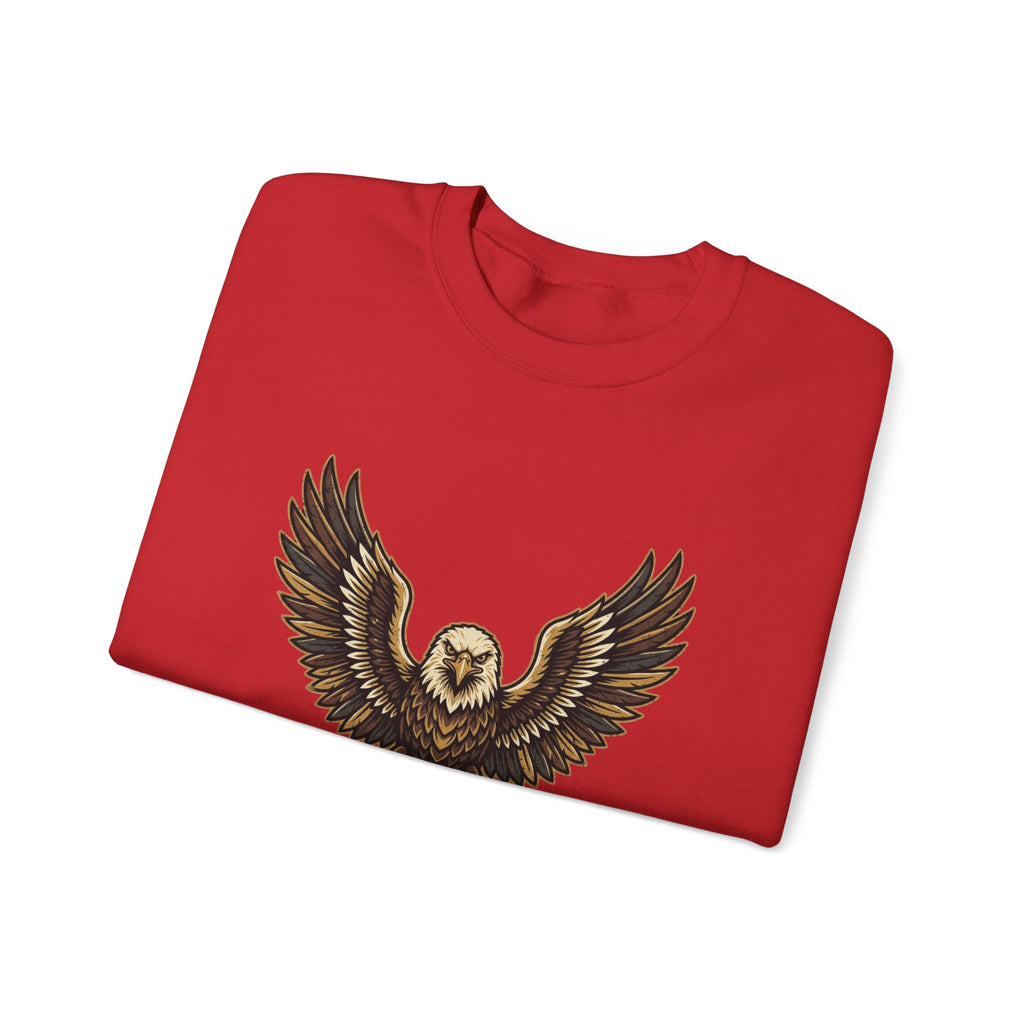 Eagle Graphic Crewneck Sweatshirt — Vintage Bald Eagle Wings Design
