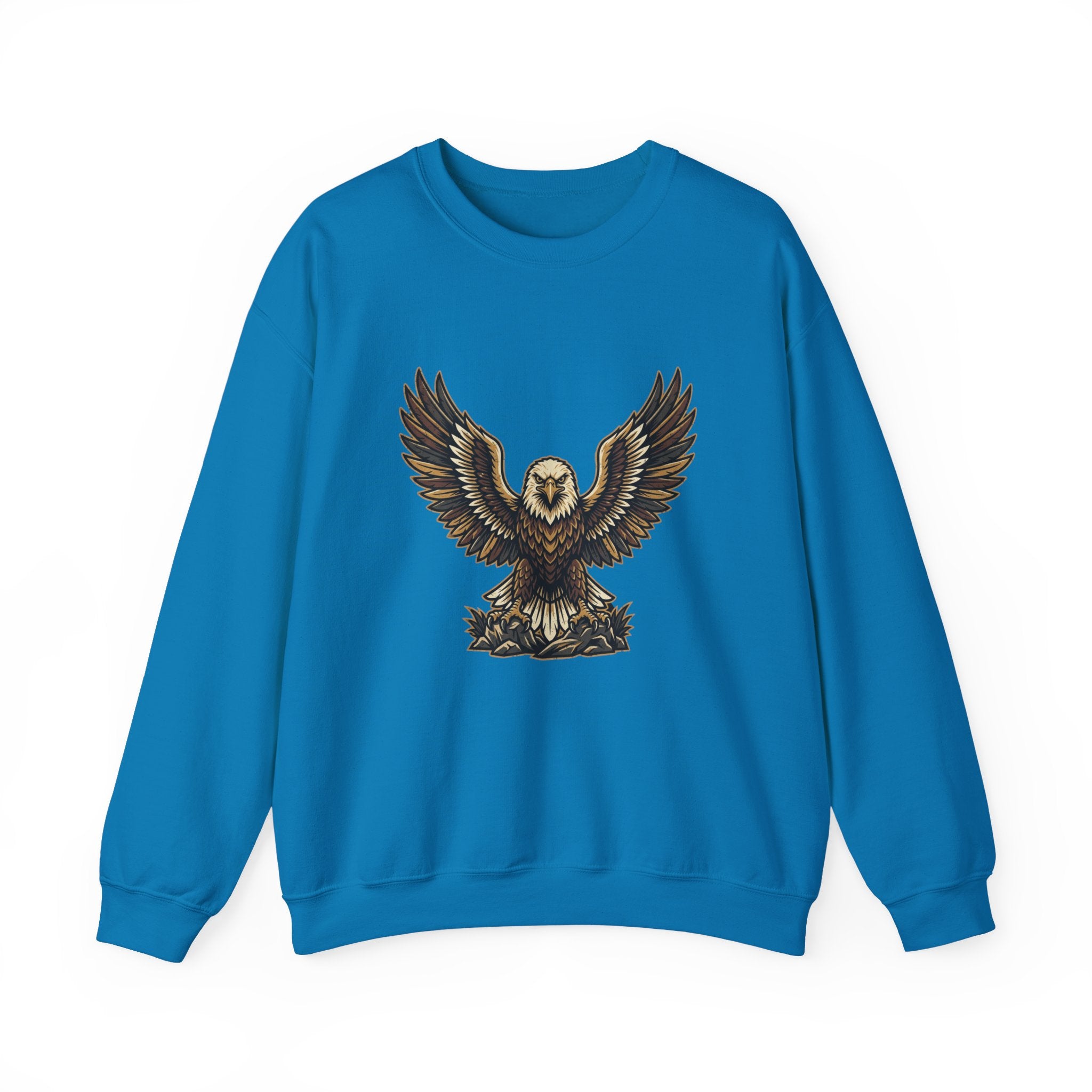 Eagle Graphic Crewneck Sweatshirt — Vintage Bald Eagle Wings Design