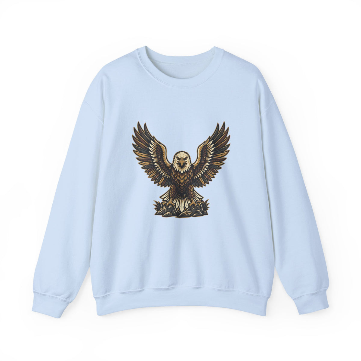 Eagle Graphic Crewneck Sweatshirt — Vintage Bald Eagle Wings Design