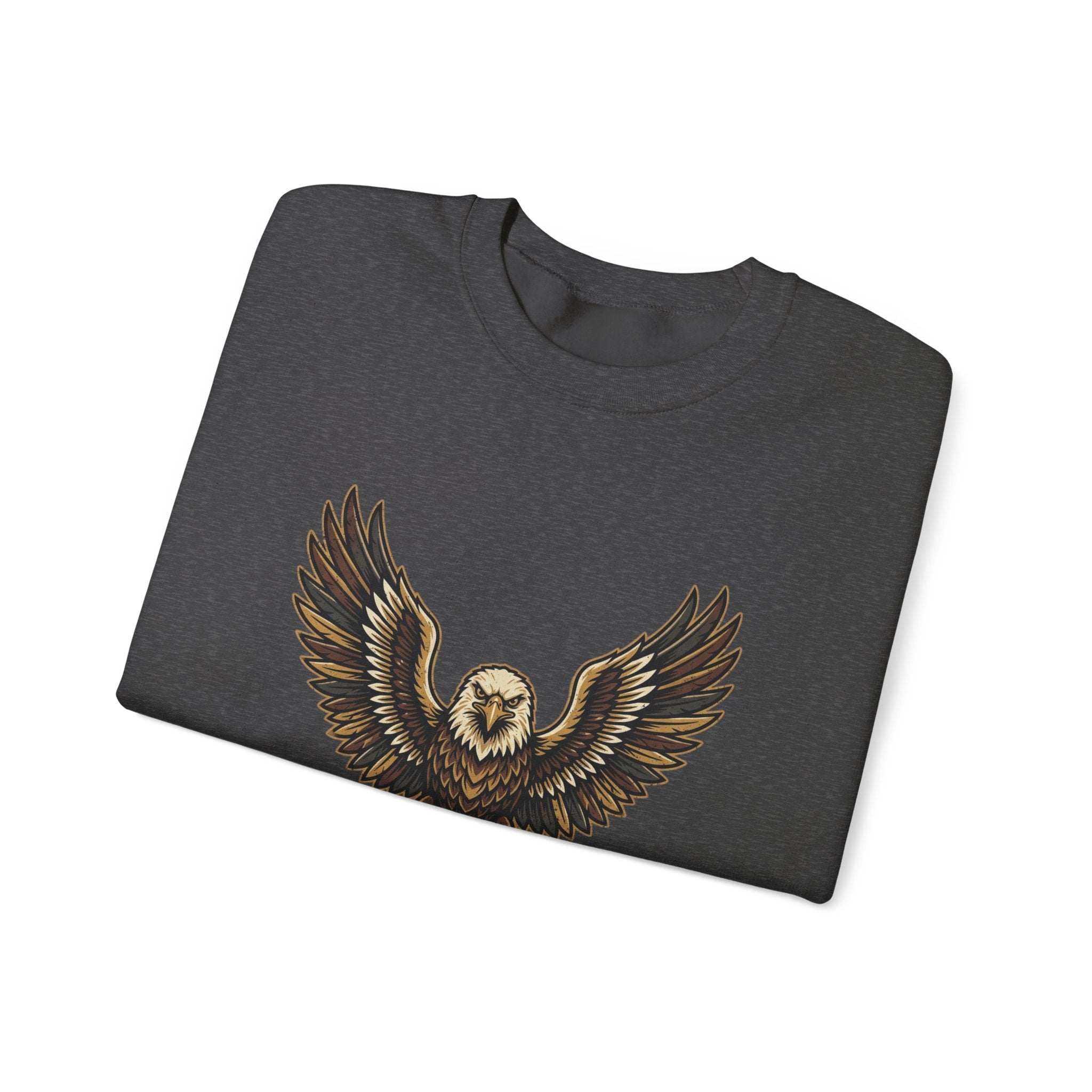 Eagle Graphic Crewneck Sweatshirt — Vintage Bald Eagle Wings Design
