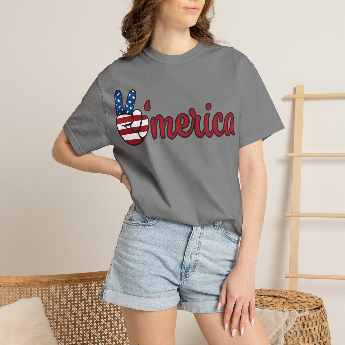 'Merica Flag Peace Sign T-Shirt — Patriotic USA 4th of July Tee