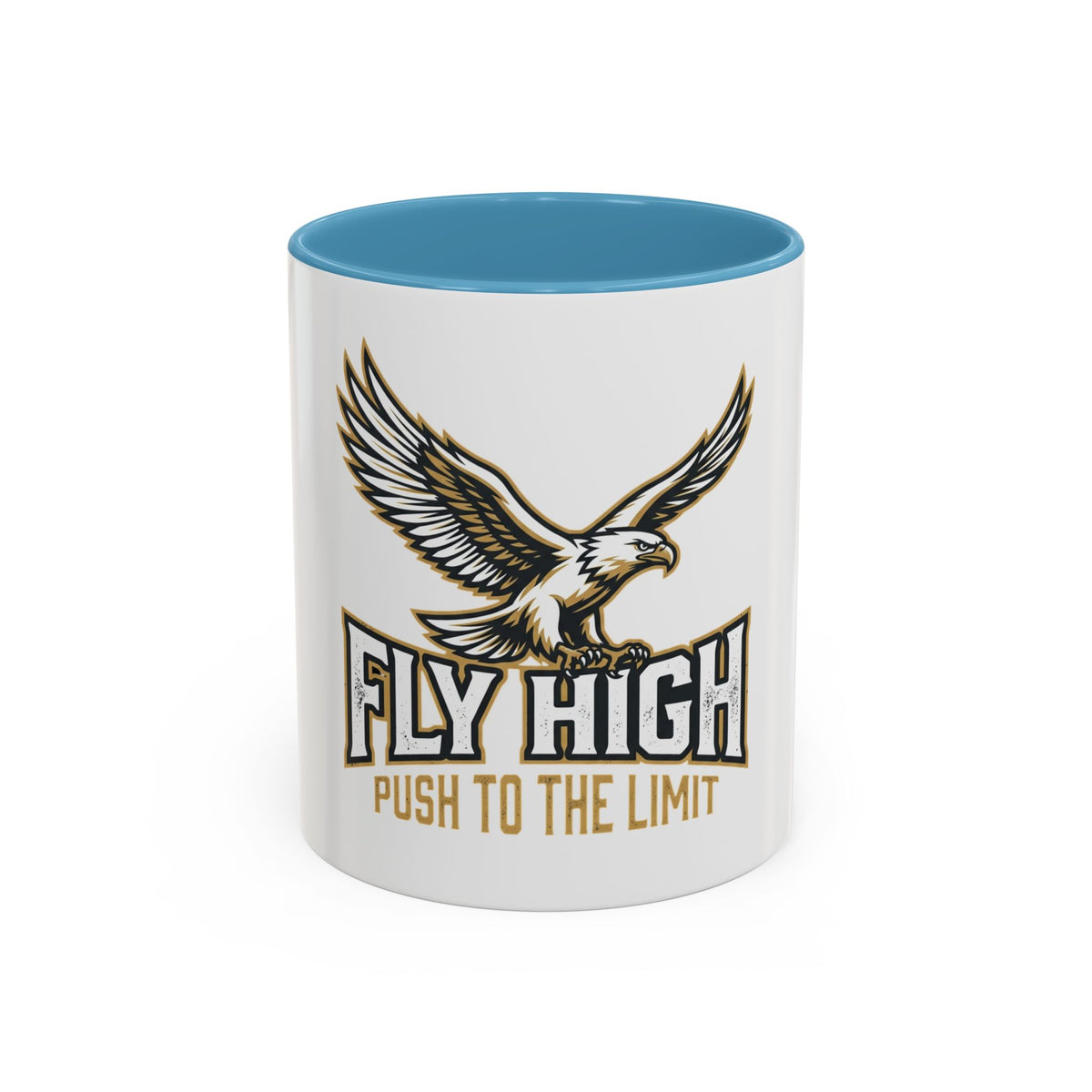 Fly High Eagle Coffee Mug – 'Fly High, Push to the Limit' Motivational Accent Mug (11/15oz)
