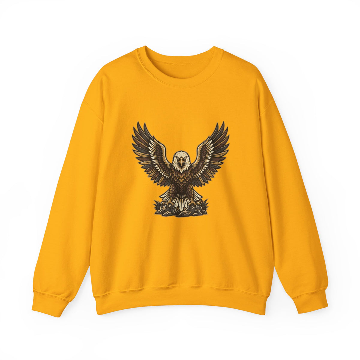 Eagle Graphic Crewneck Sweatshirt — Vintage Bald Eagle Wings Design