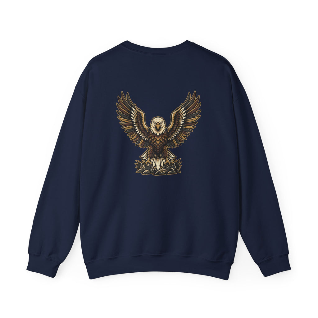 Eagle Graphic Crewneck Sweatshirt — Vintage Bald Eagle Wings Design