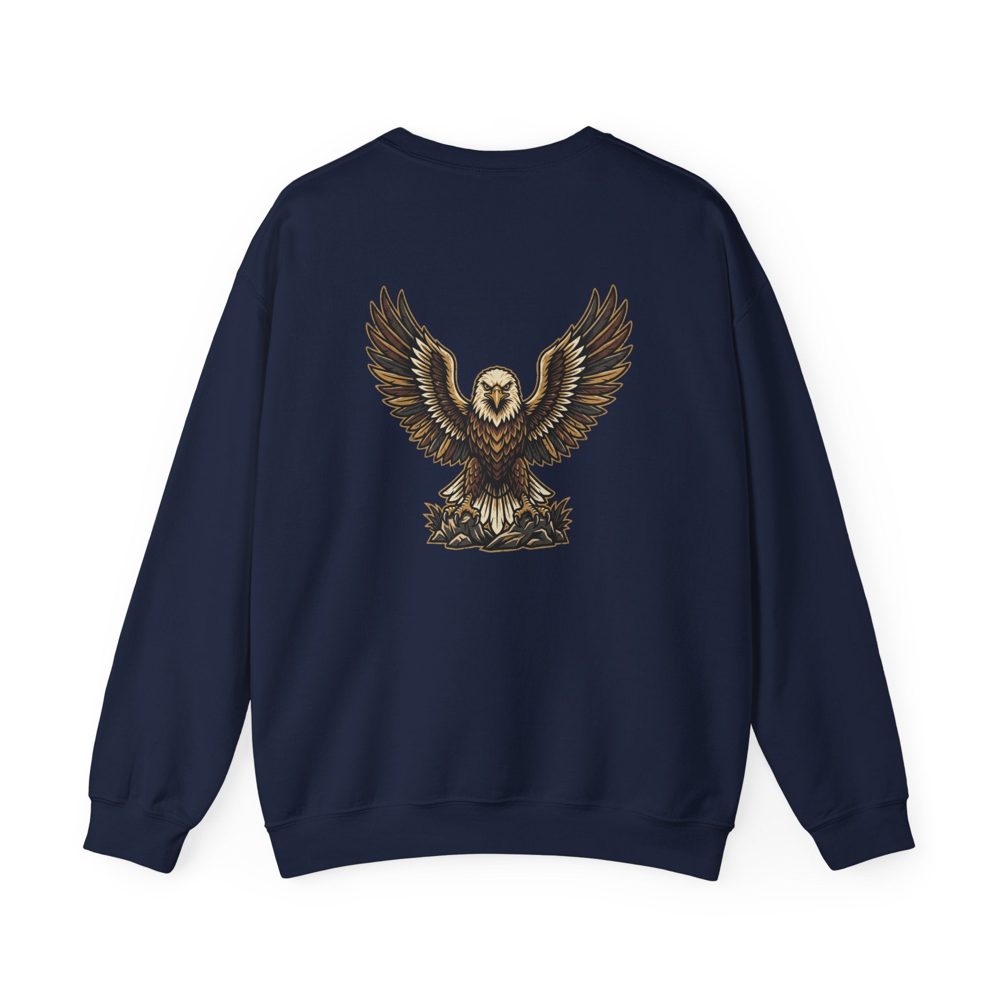 Eagle Graphic Crewneck Sweatshirt — Vintage Bald Eagle Wings Design