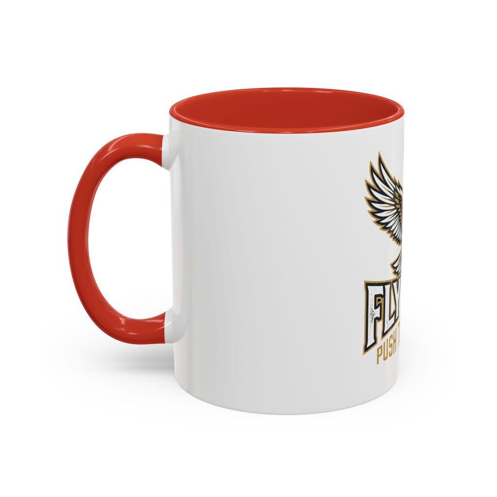 Fly High Eagle Coffee Mug – 'Fly High, Push to the Limit' Motivational Accent Mug (11/15oz)