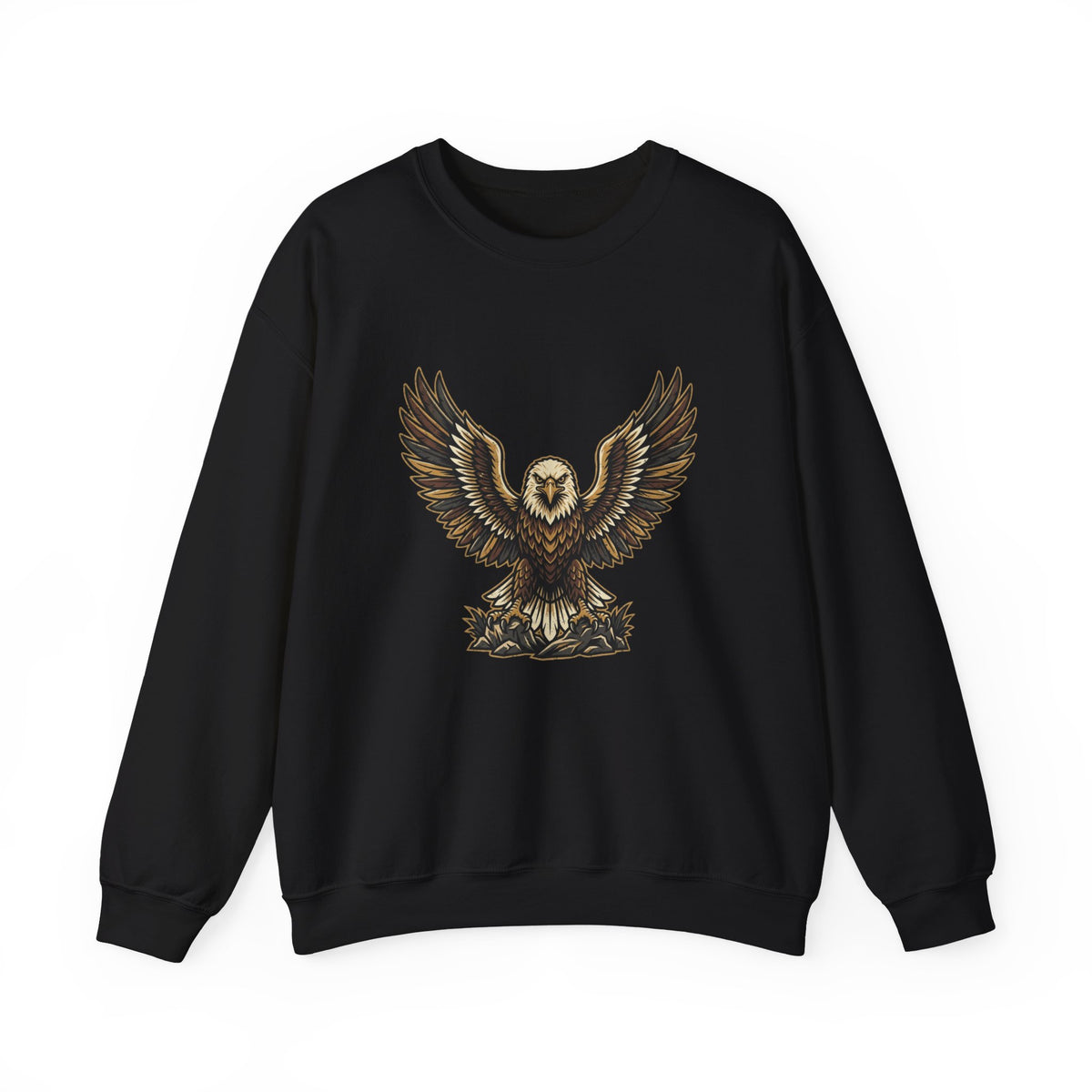 Eagle Graphic Crewneck Sweatshirt — Vintage Bald Eagle Wings Design