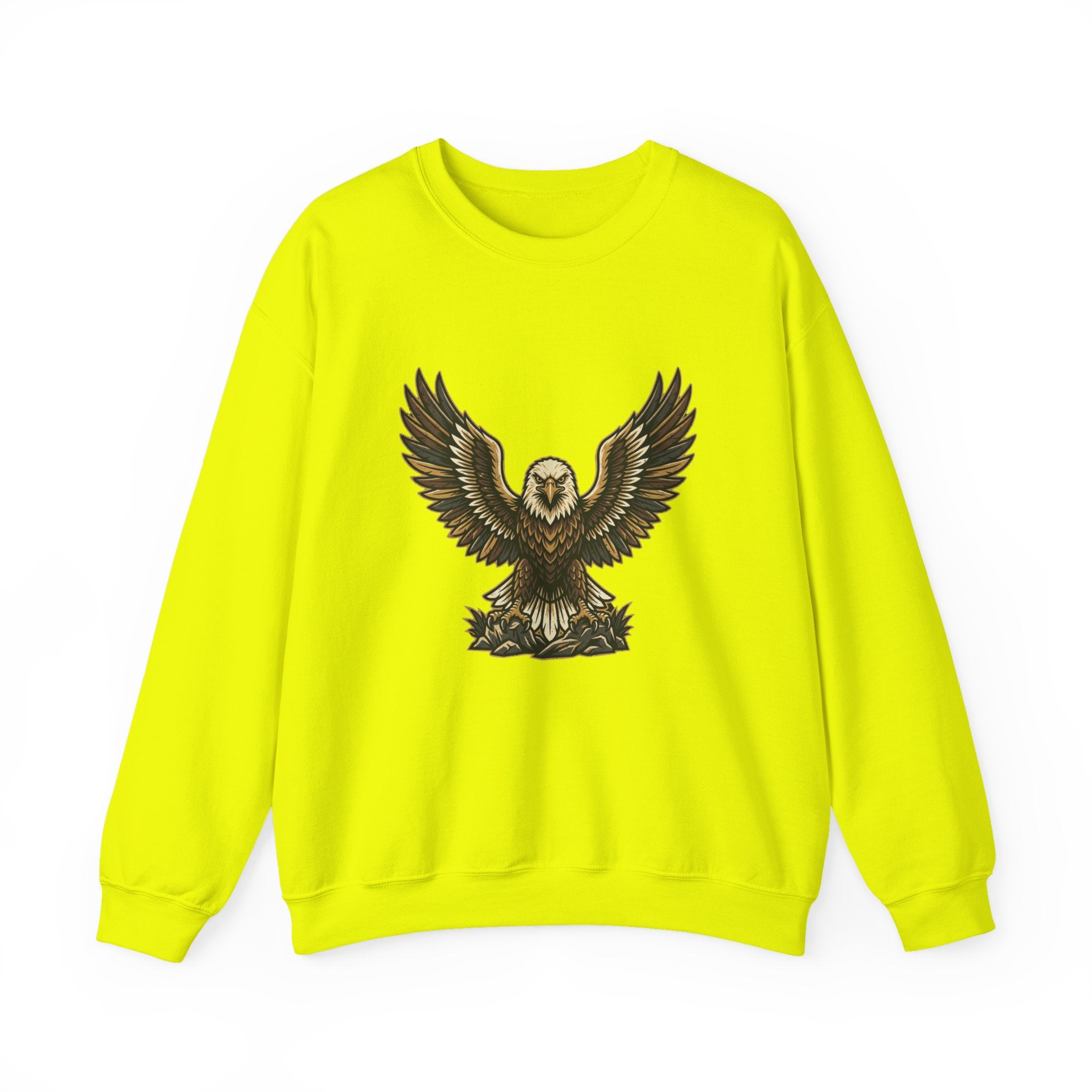 Eagle Graphic Crewneck Sweatshirt — Vintage Bald Eagle Wings Design