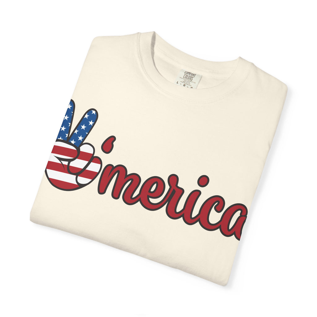 'Merica Flag Peace Sign T-Shirt — Patriotic USA 4th of July Tee
