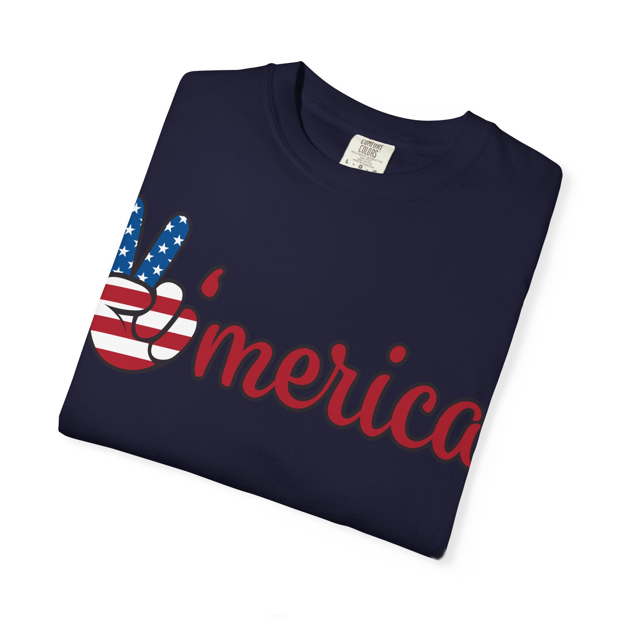 'Merica Flag Peace Sign T-Shirt — Patriotic USA 4th of July Tee