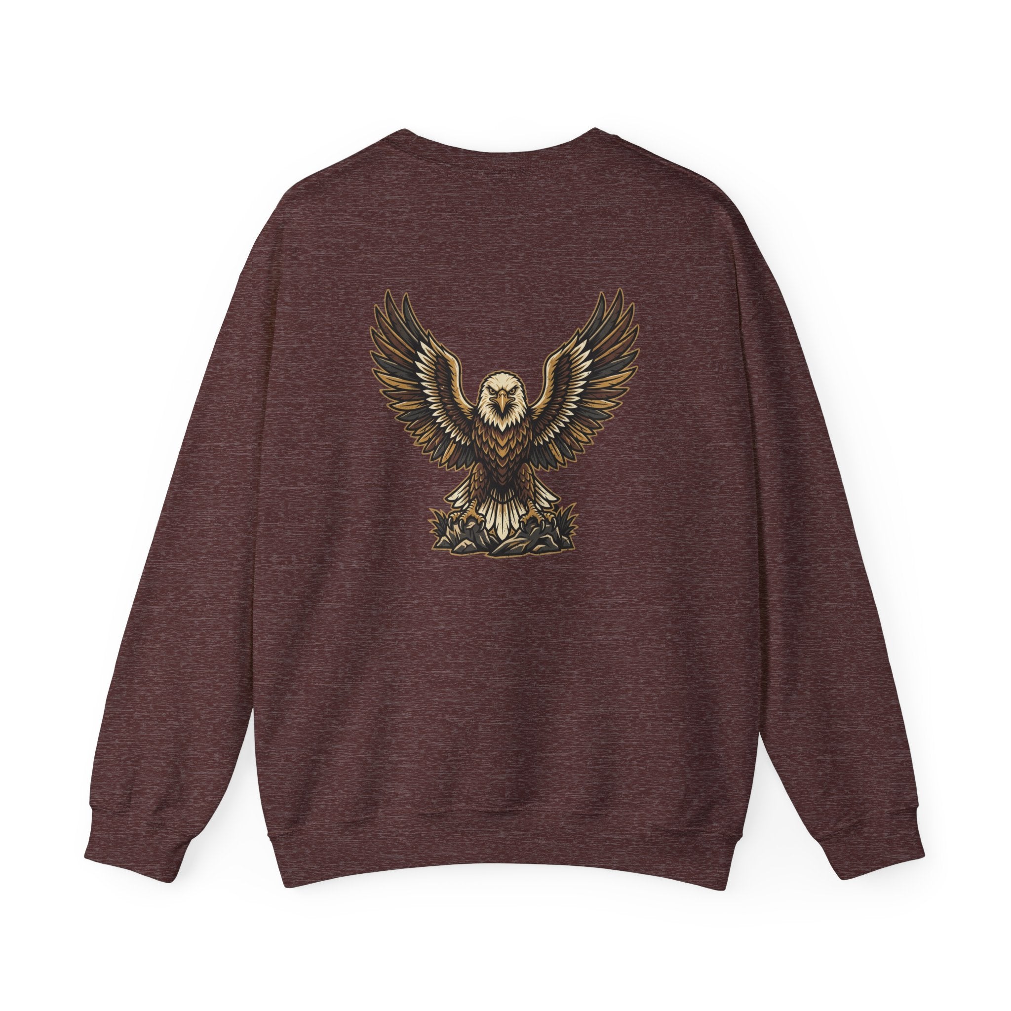 Eagle Graphic Crewneck Sweatshirt — Vintage Bald Eagle Wings Design
