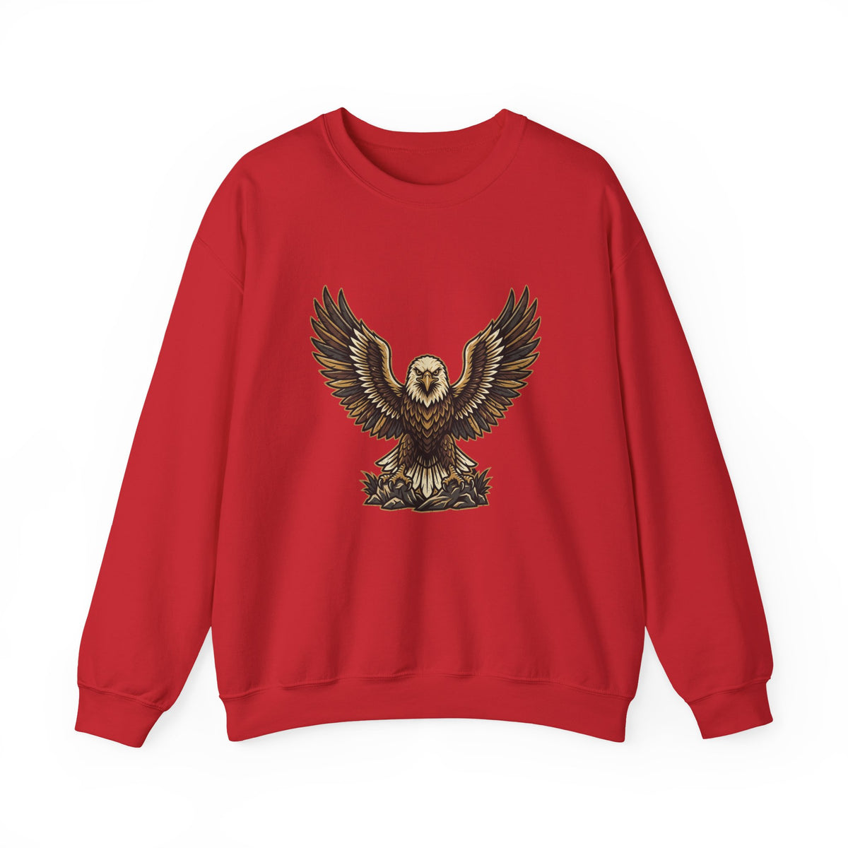 Eagle Graphic Crewneck Sweatshirt — Vintage Bald Eagle Wings Design