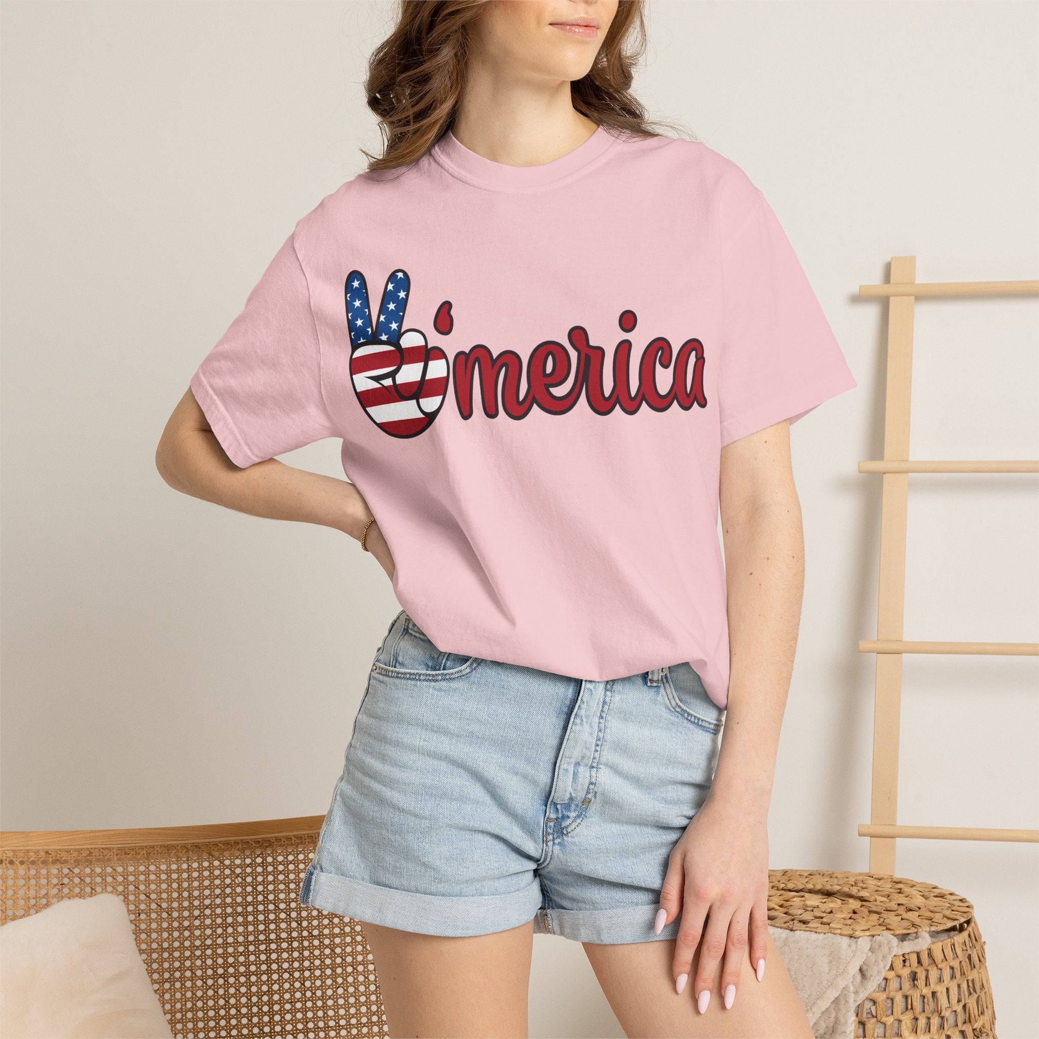 'Merica Flag Peace Sign T-Shirt — Patriotic USA 4th of July Tee
