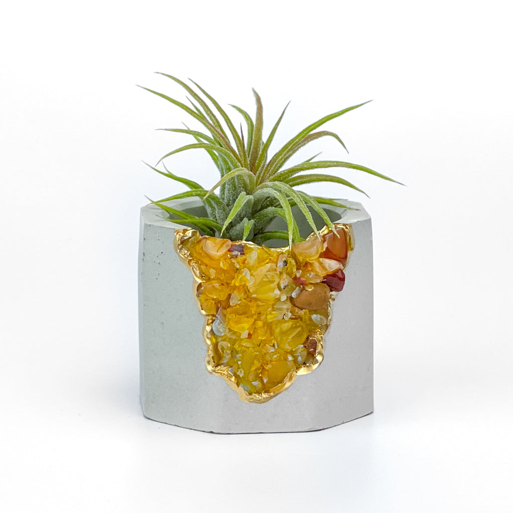 YELLOW AGATE GEODE PLANTER