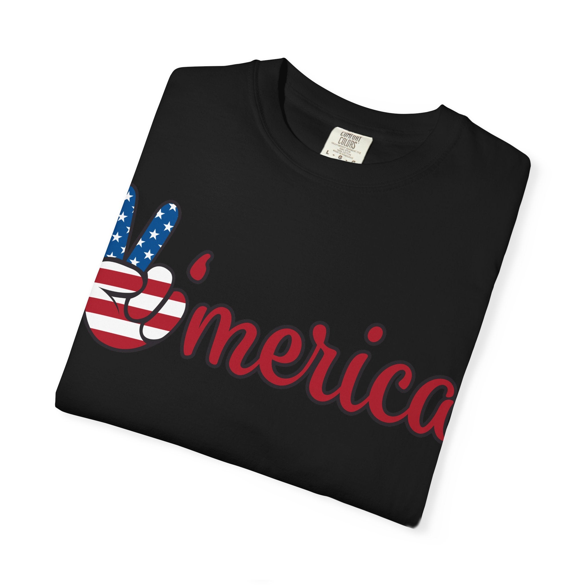 'Merica Flag Peace Sign T-Shirt — Patriotic USA 4th of July Tee