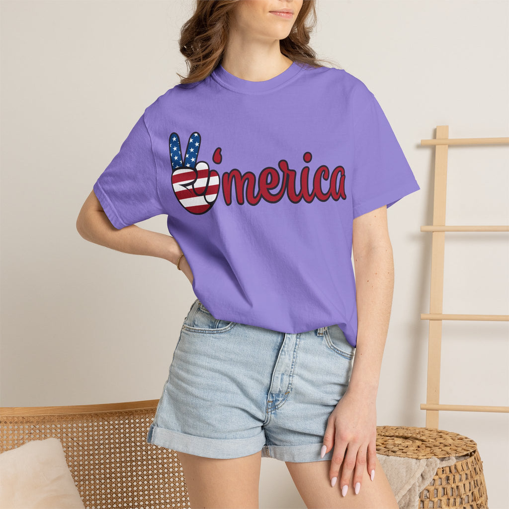 'Merica Flag Peace Sign T-Shirt — Patriotic USA 4th of July Tee