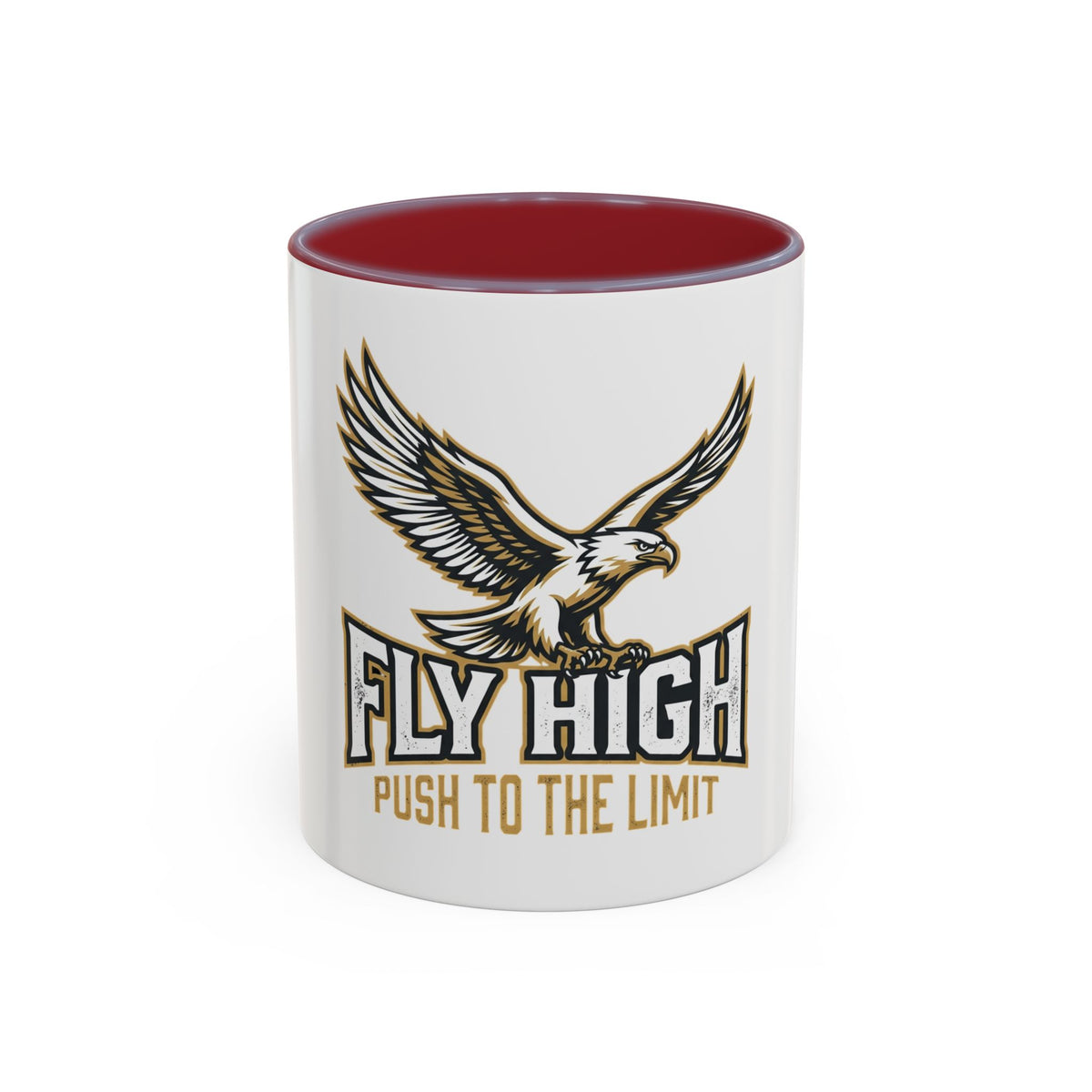 Fly High Eagle Coffee Mug – 'Fly High, Push to the Limit' Motivational Accent Mug (11/15oz)