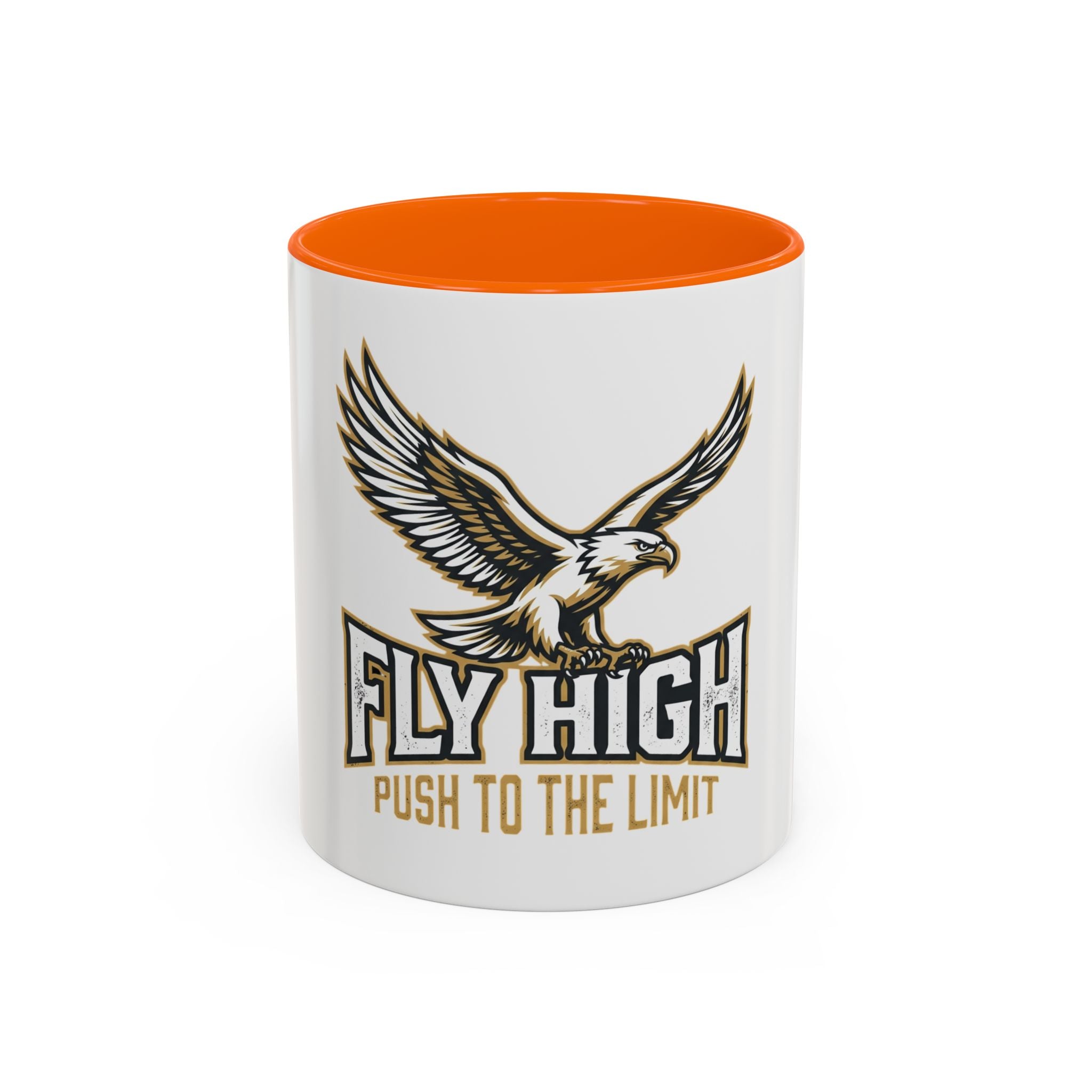 Fly High Eagle Coffee Mug – 'Fly High, Push to the Limit' Motivational Accent Mug (11/15oz)