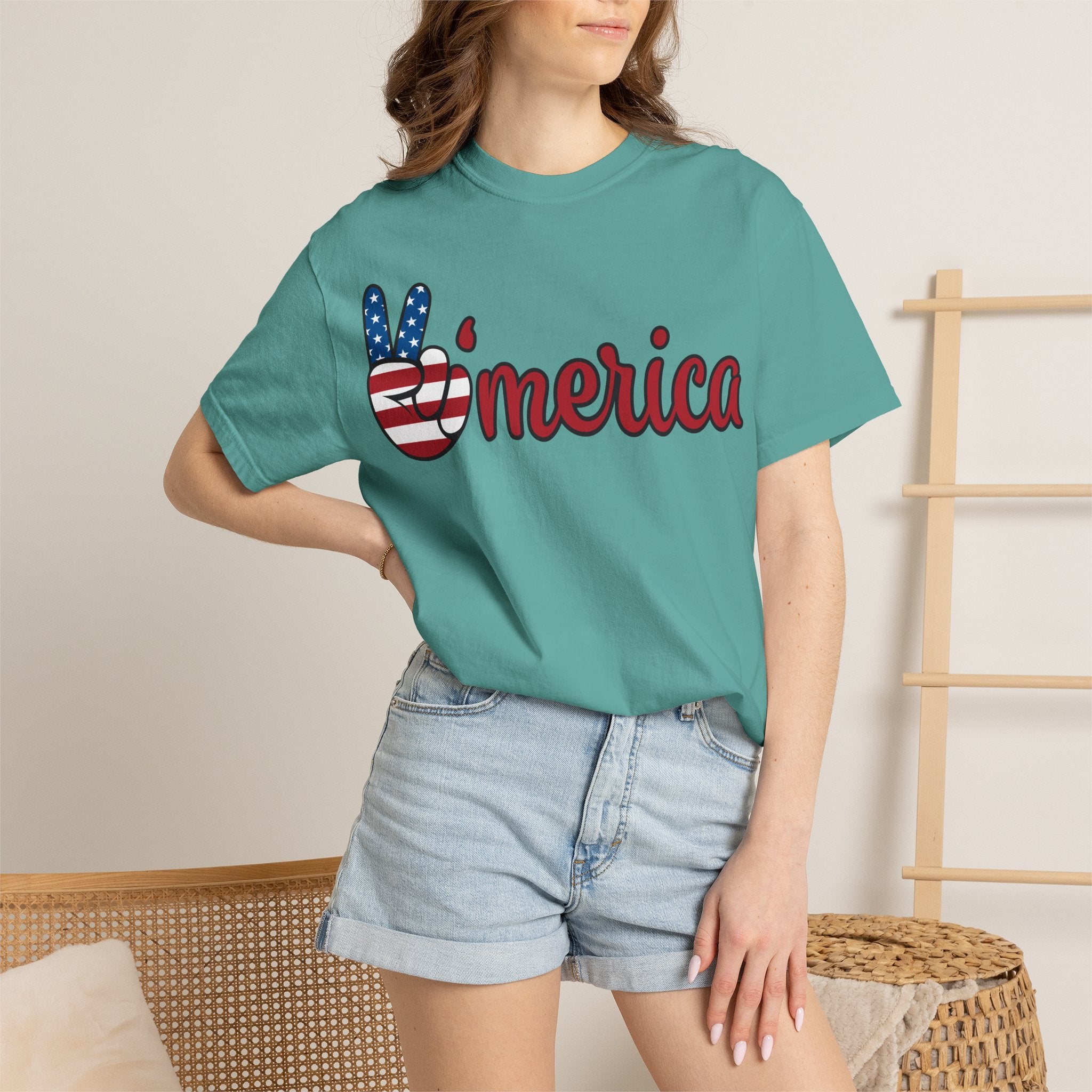 'Merica Flag Peace Sign T-Shirt — Patriotic USA 4th of July Tee
