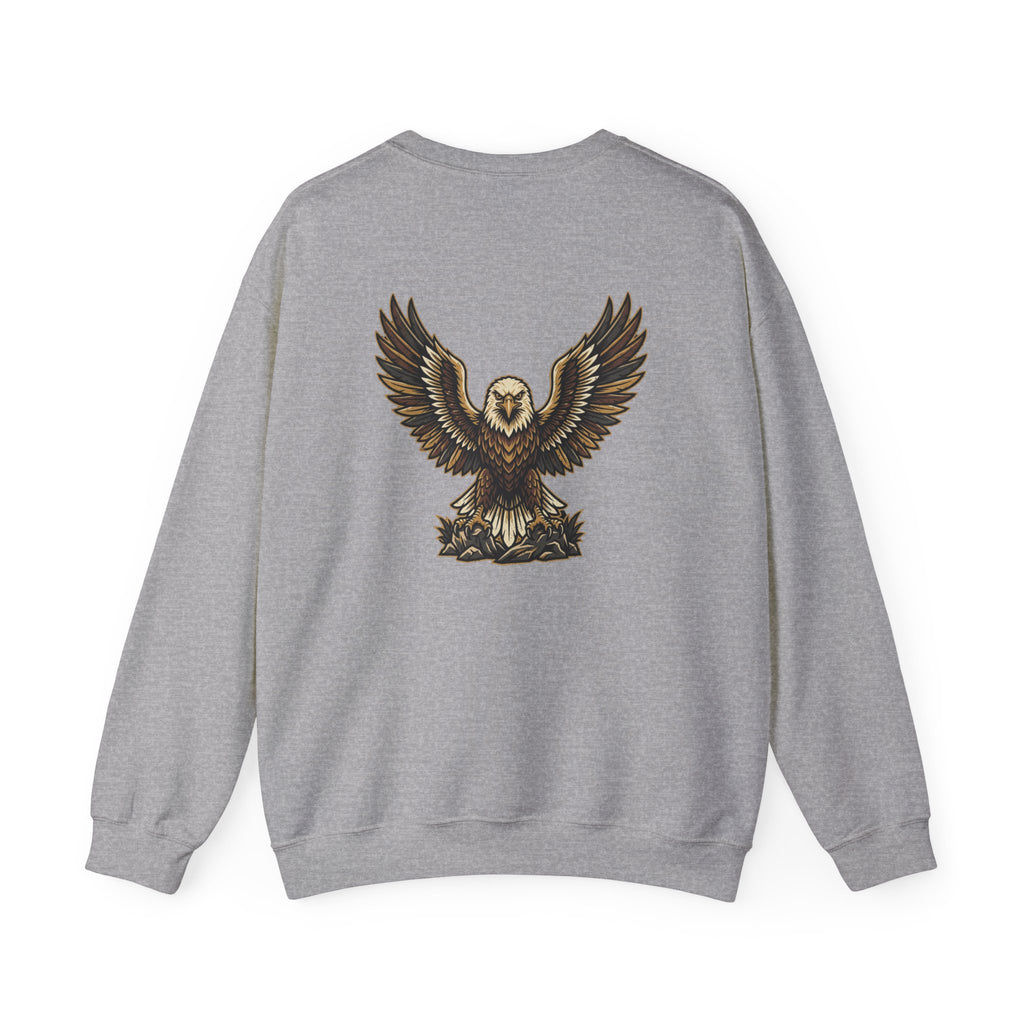 Eagle Graphic Crewneck Sweatshirt — Vintage Bald Eagle Wings Design