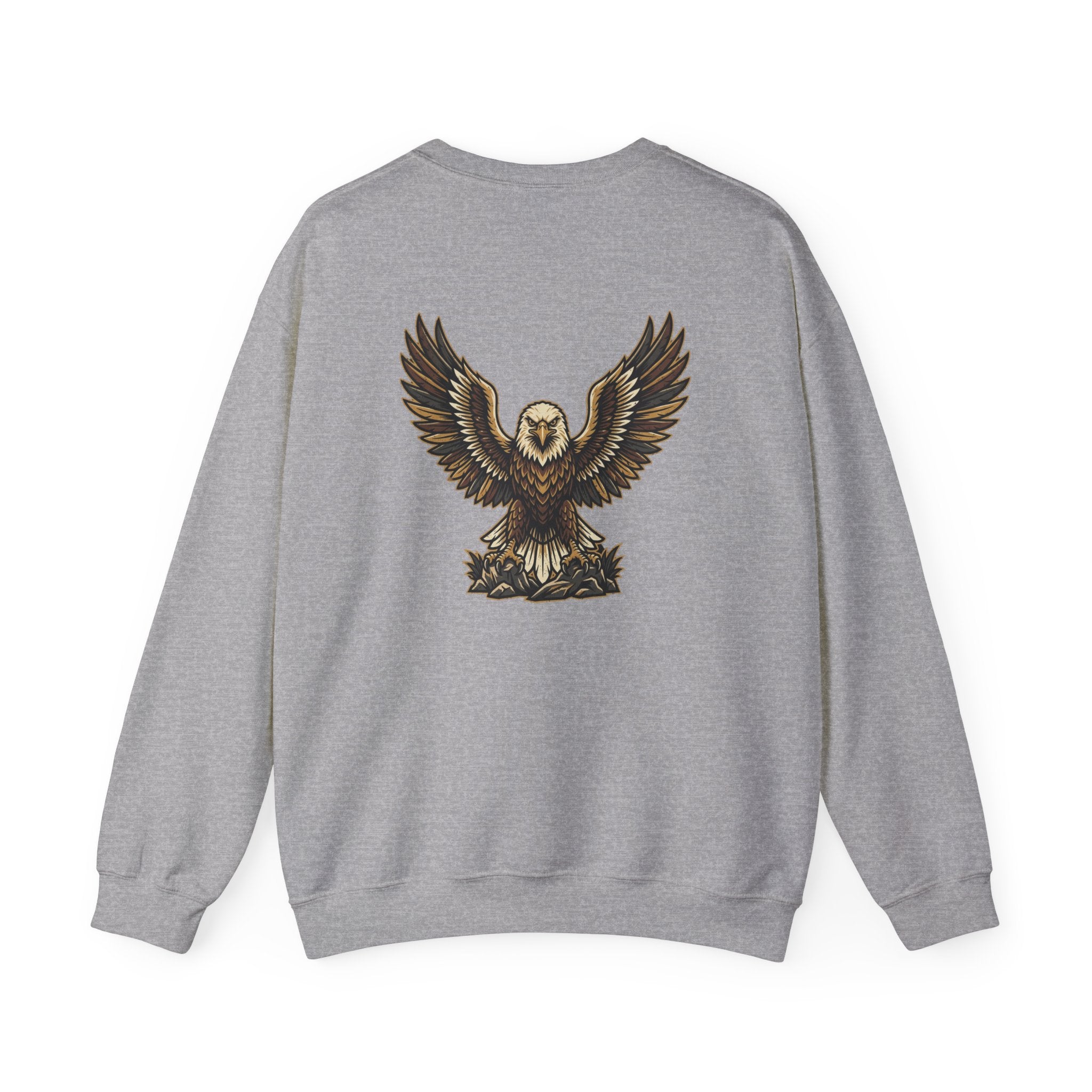 Eagle Graphic Crewneck Sweatshirt — Vintage Bald Eagle Wings Design