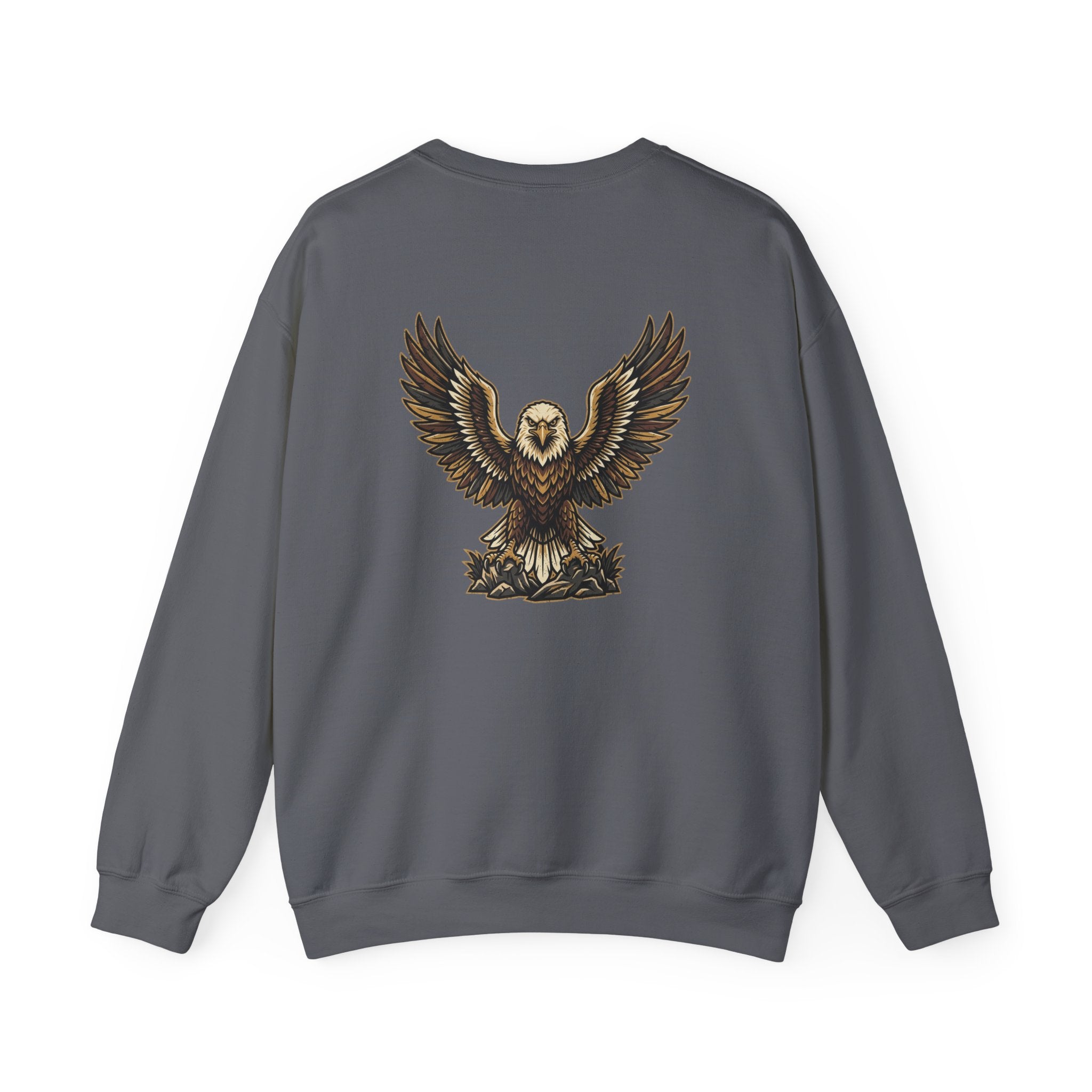 Eagle Graphic Crewneck Sweatshirt — Vintage Bald Eagle Wings Design