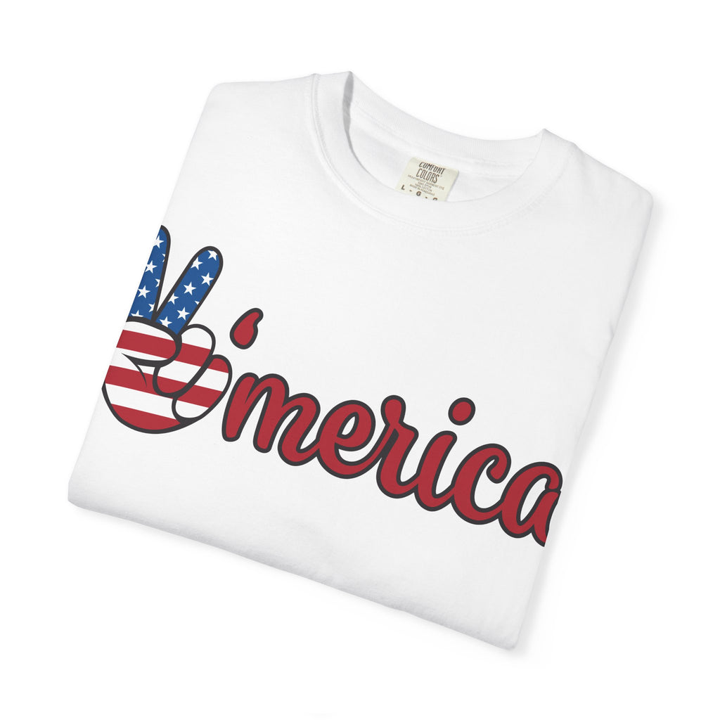 'Merica Flag Peace Sign T-Shirt — Patriotic USA 4th of July Tee