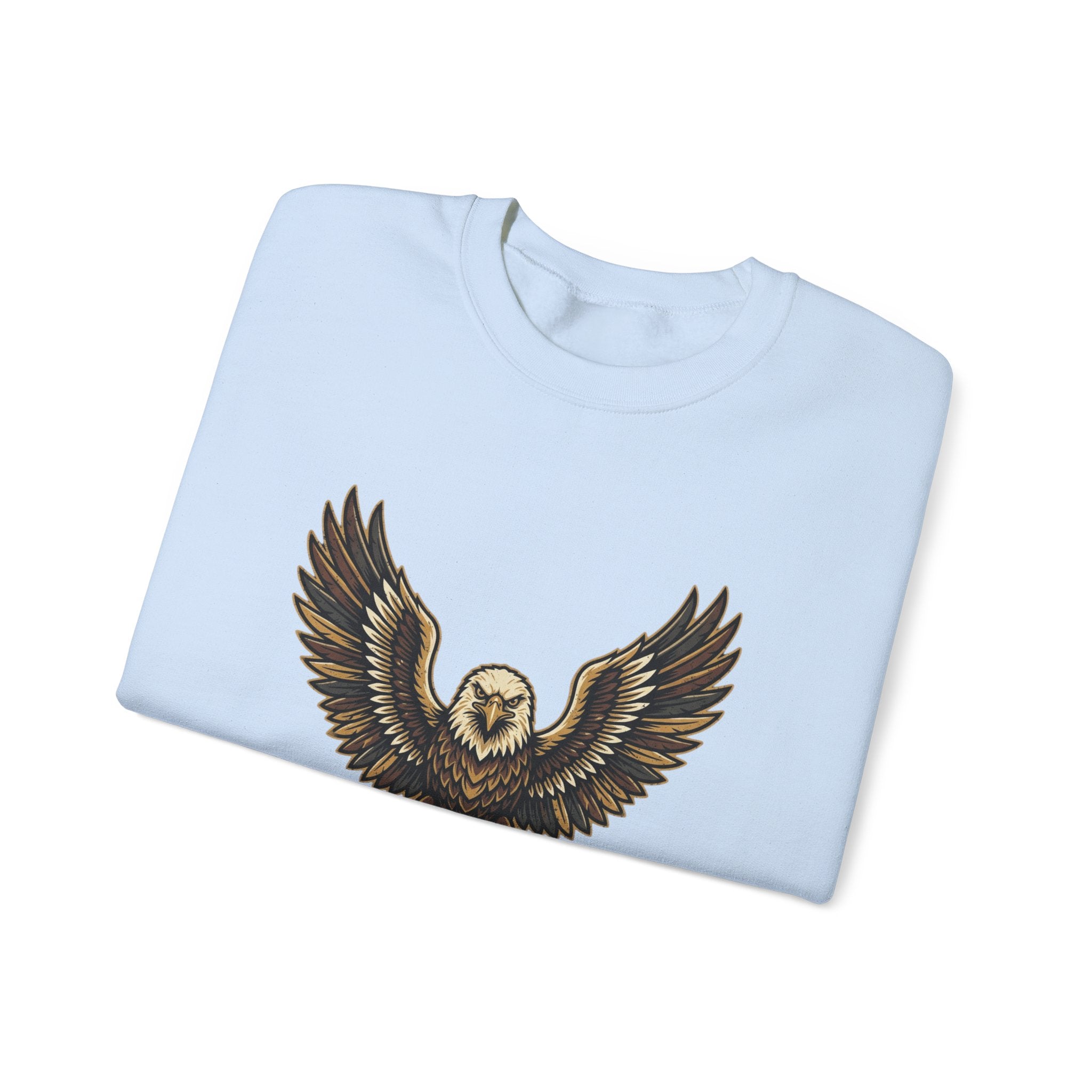 Eagle Graphic Crewneck Sweatshirt — Vintage Bald Eagle Wings Design