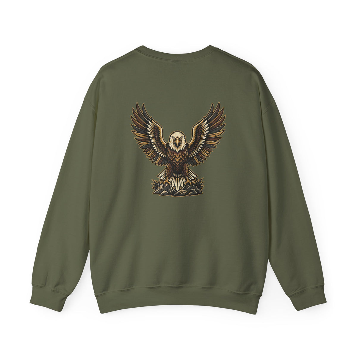 Eagle Graphic Crewneck Sweatshirt — Vintage Bald Eagle Wings Design