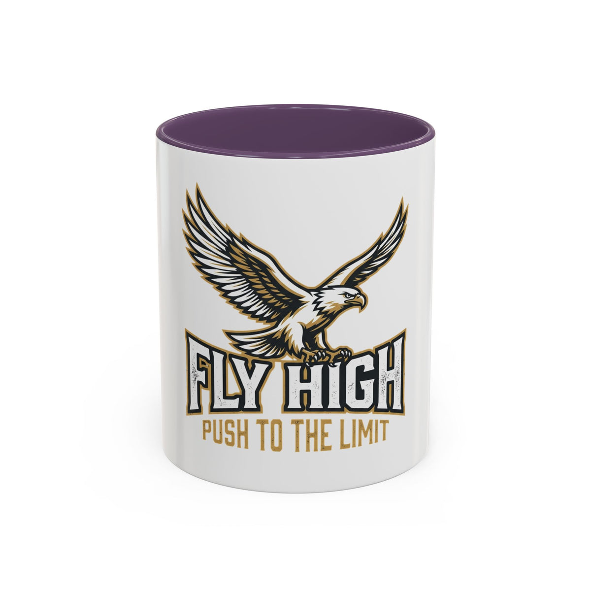 Fly High Eagle Coffee Mug – 'Fly High, Push to the Limit' Motivational Accent Mug (11/15oz)