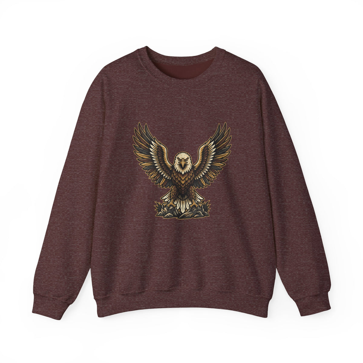 Eagle Graphic Crewneck Sweatshirt — Vintage Bald Eagle Wings Design
