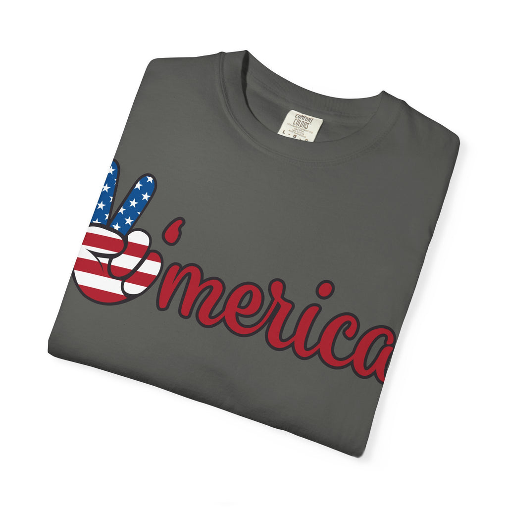 'Merica Flag Peace Sign T-Shirt — Patriotic USA 4th of July Tee