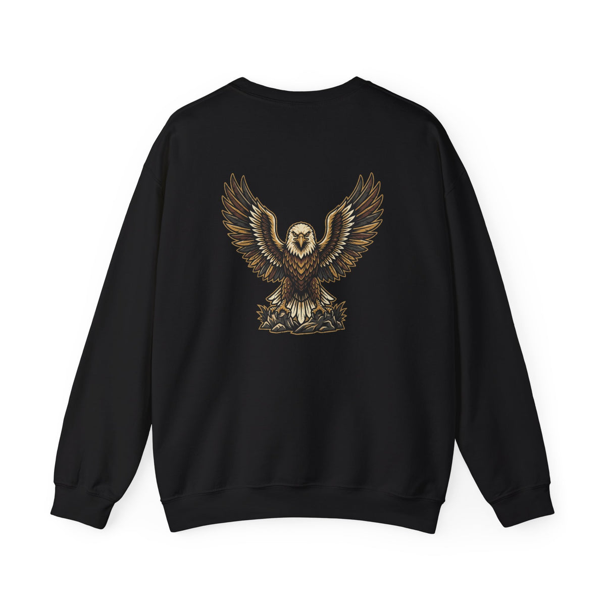 Eagle Graphic Crewneck Sweatshirt — Vintage Bald Eagle Wings Design