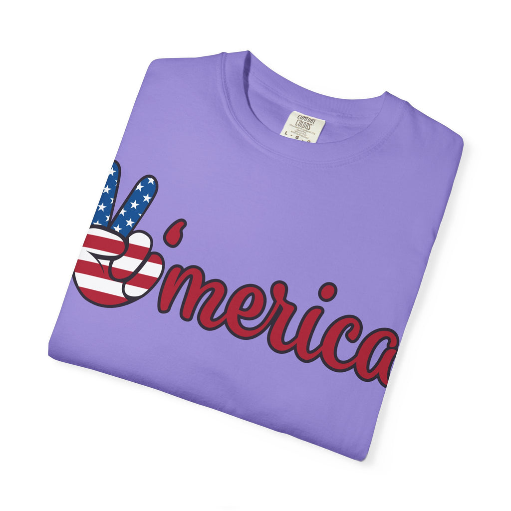 'Merica Flag Peace Sign T-Shirt — Patriotic USA 4th of July Tee