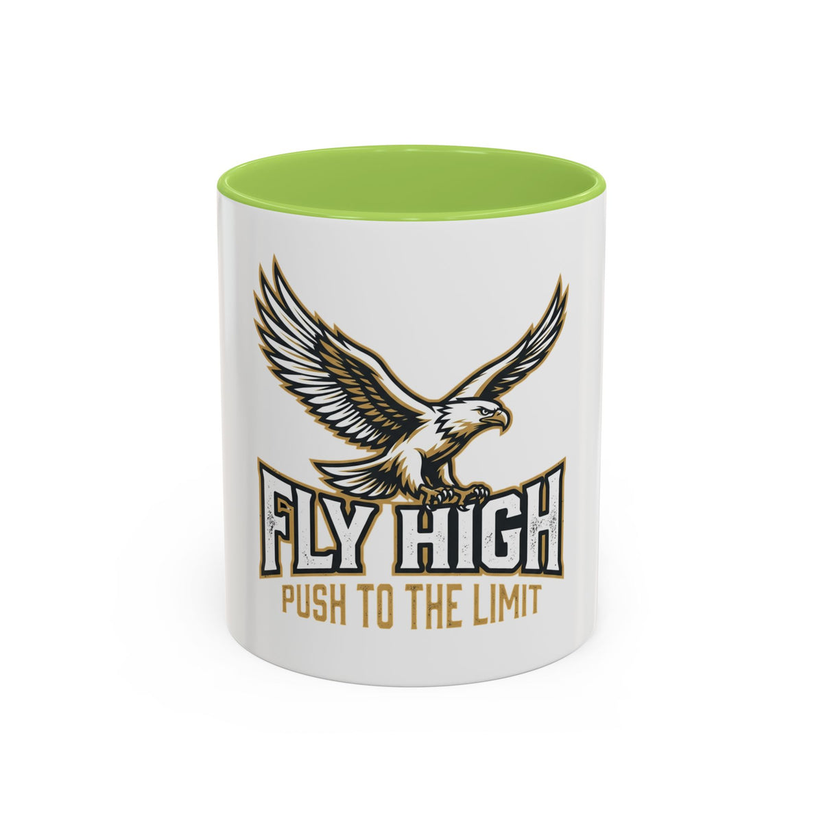 Fly High Eagle Coffee Mug – 'Fly High, Push to the Limit' Motivational Accent Mug (11/15oz)