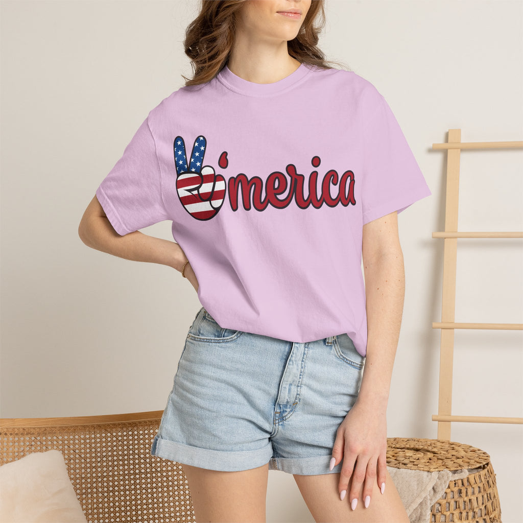 'Merica Flag Peace Sign T-Shirt — Patriotic USA 4th of July Tee