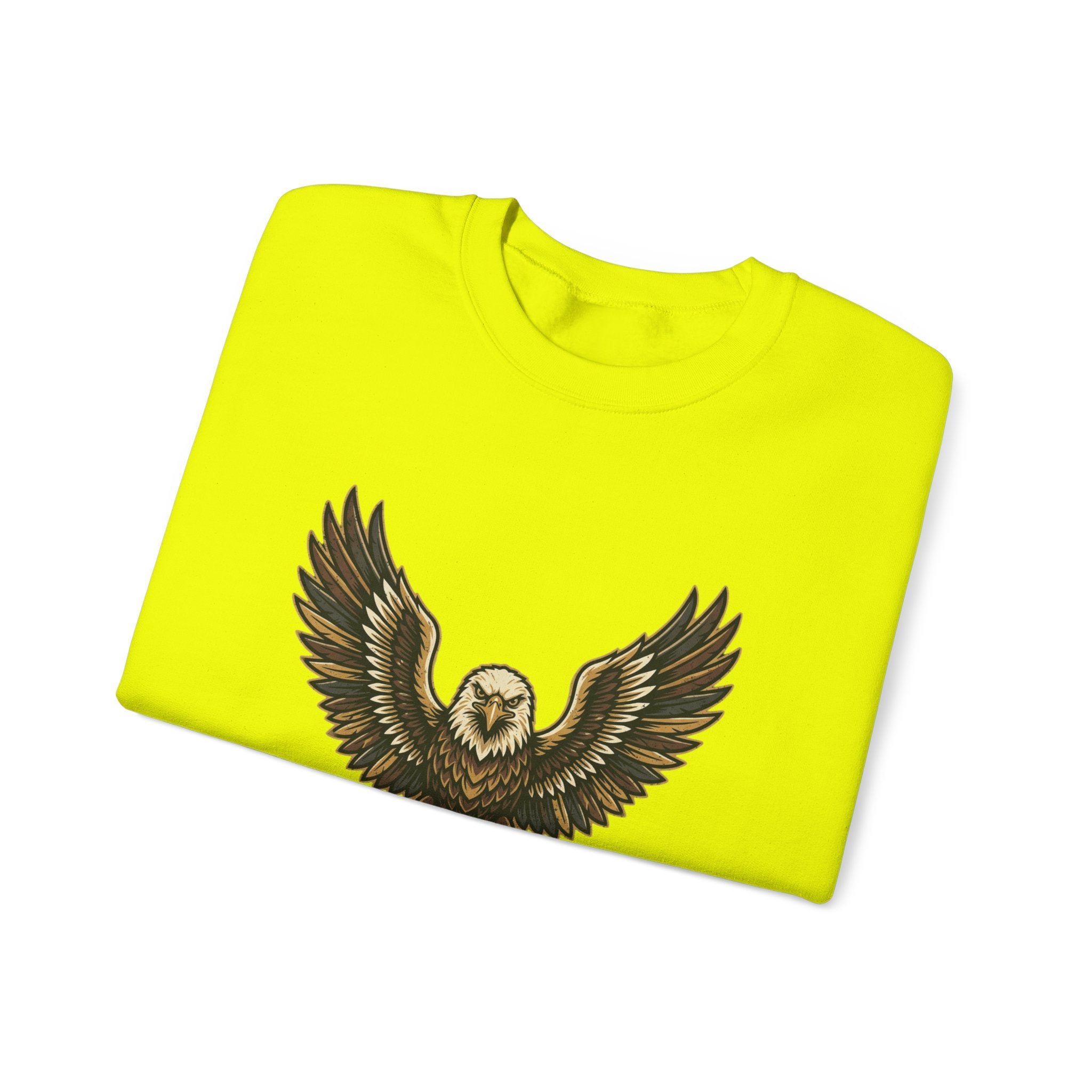 Eagle Graphic Crewneck Sweatshirt — Vintage Bald Eagle Wings Design