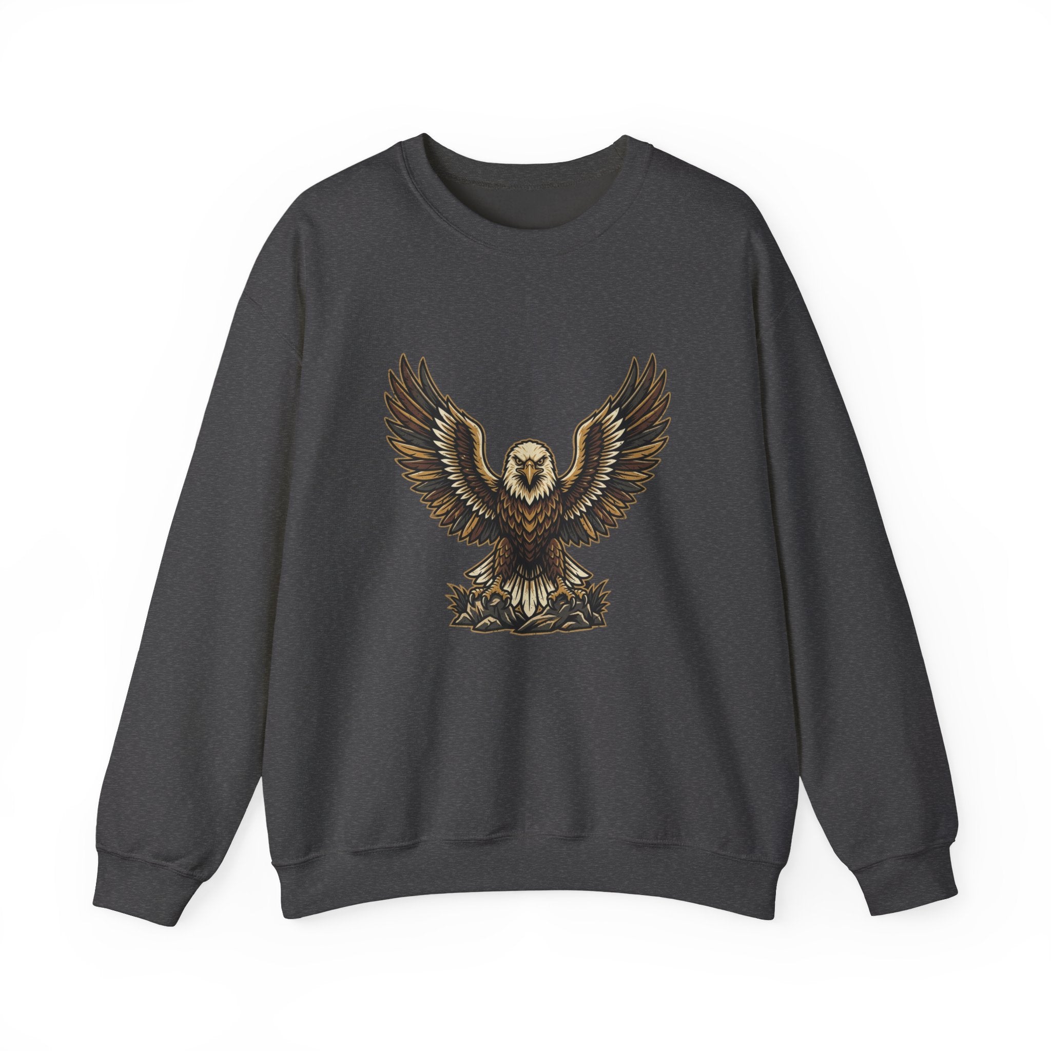 Eagle Graphic Crewneck Sweatshirt — Vintage Bald Eagle Wings Design
