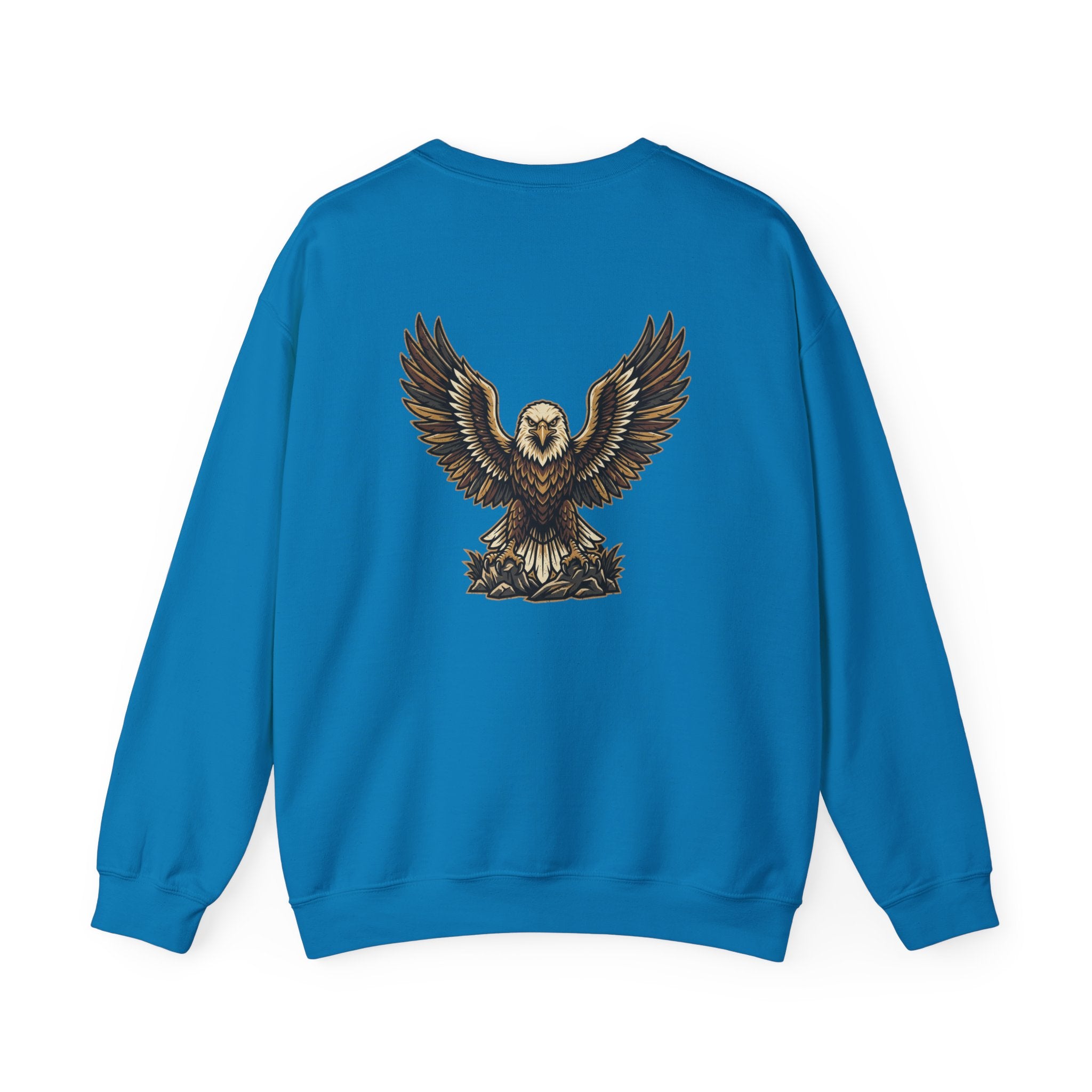 Eagle Graphic Crewneck Sweatshirt — Vintage Bald Eagle Wings Design